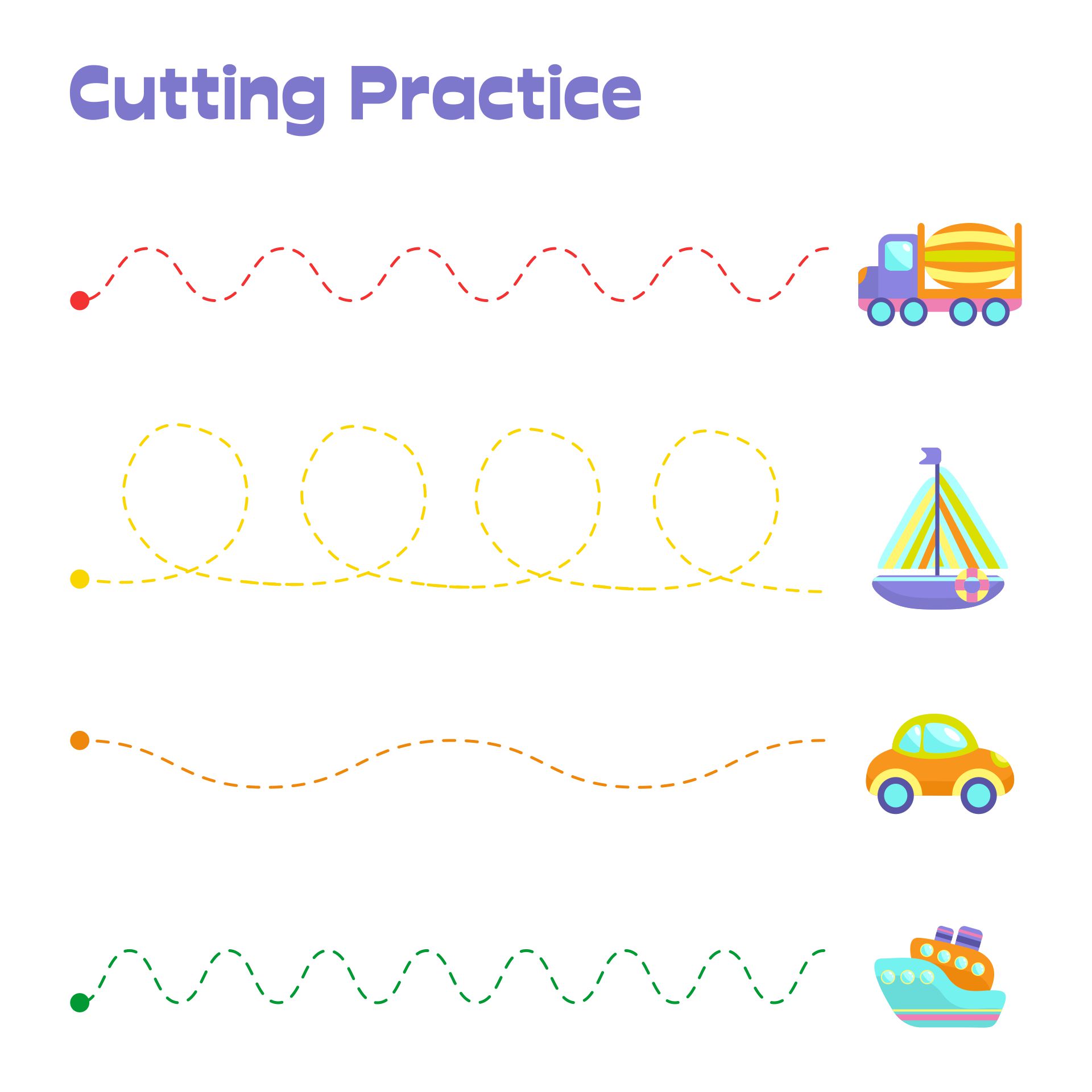Preschool Cutting Practice Page