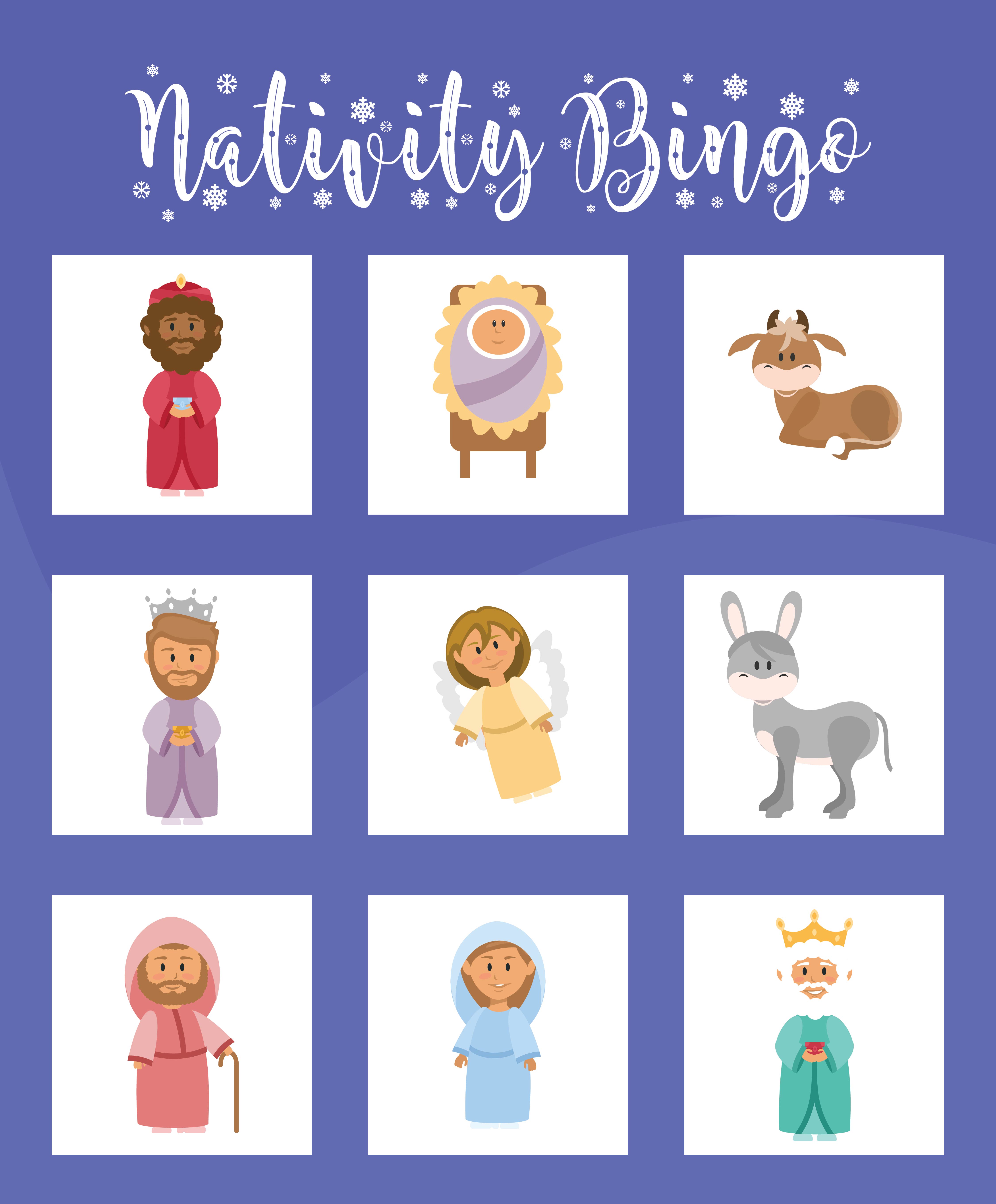 Printable Bingo Christmas Game Nativity