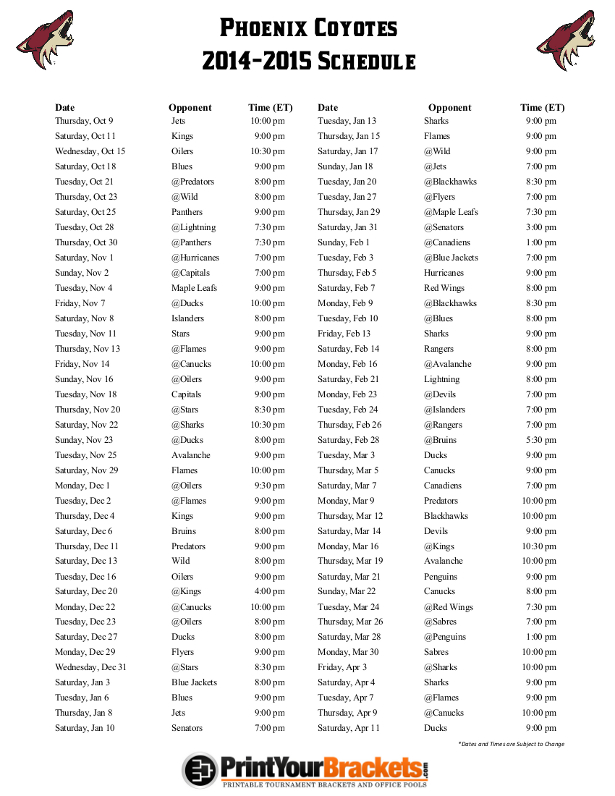 Printable Bowl Schedule 2014