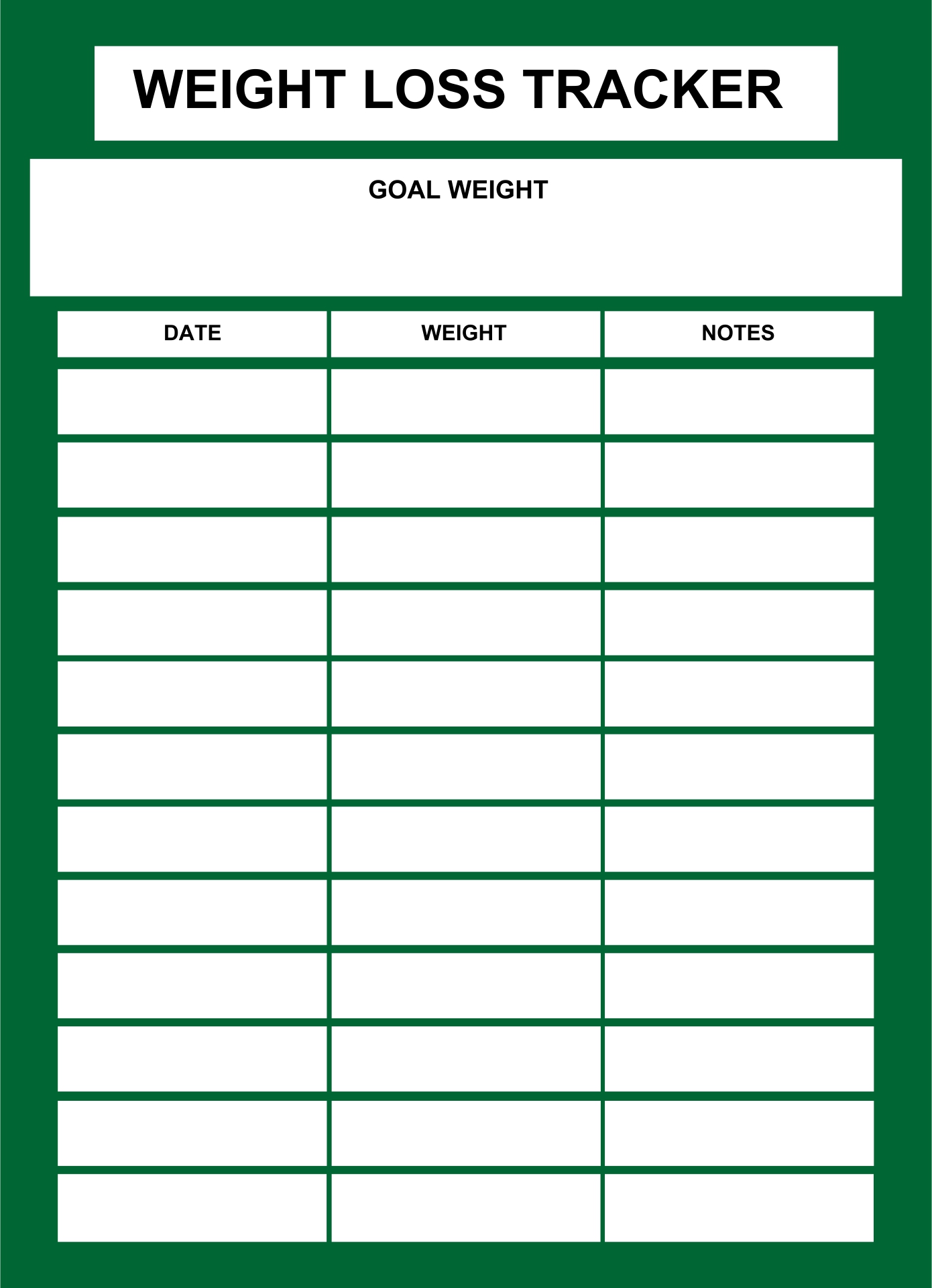 Printable Weight Log Sheet