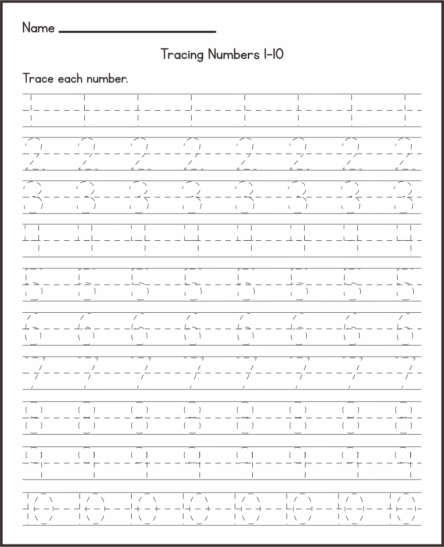Printable Number 1 Tracing Worksheets