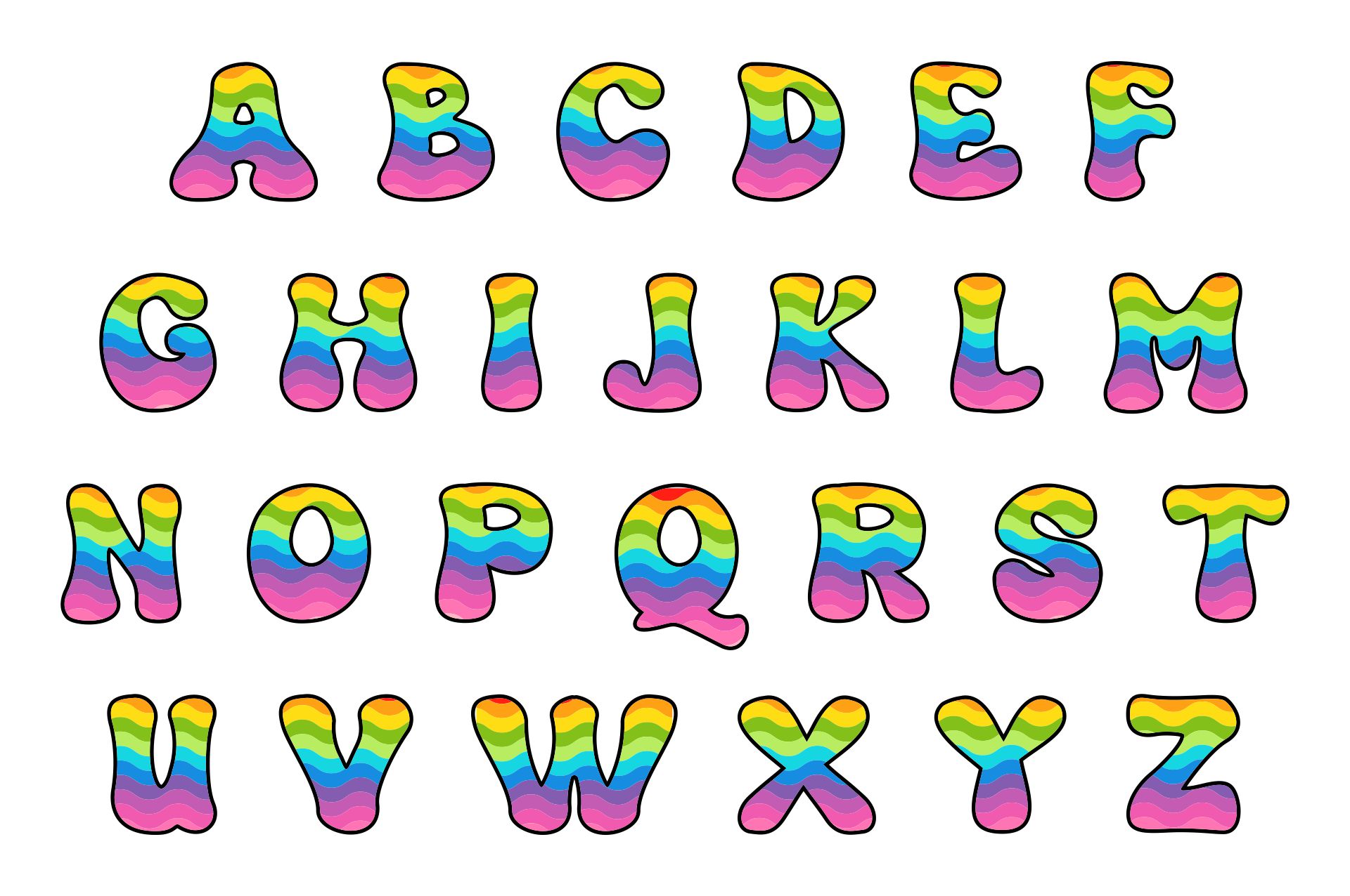 Printable Rainbow Alphabet Letters