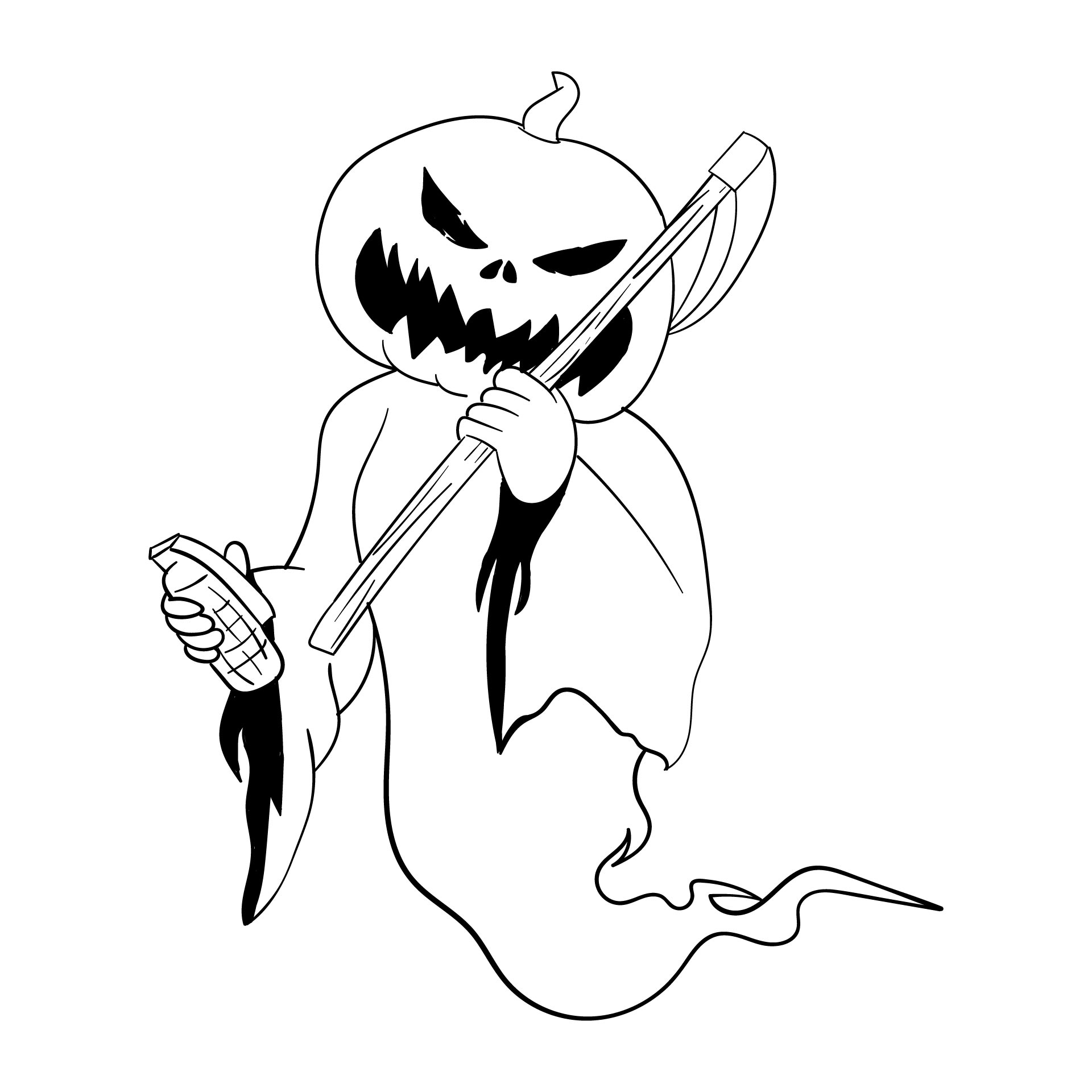 Scary Halloween Pumpkins Coloring Pages