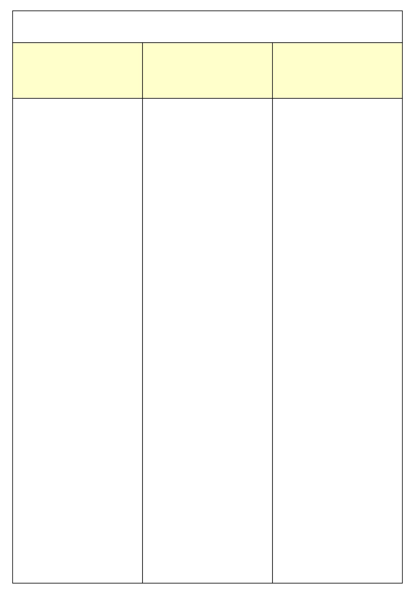 3 Column Chart Printable Templates