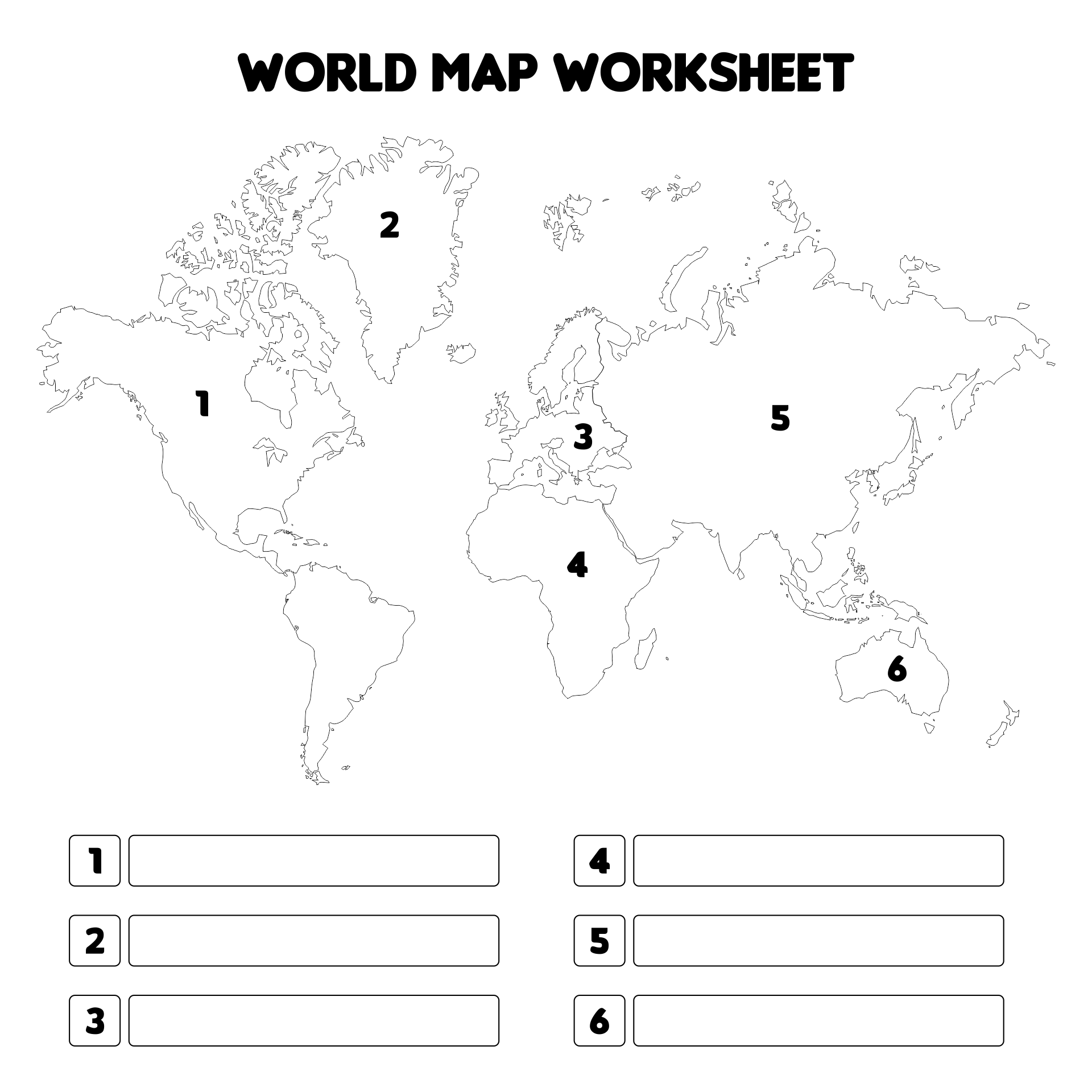 World Map Outline Worksheet