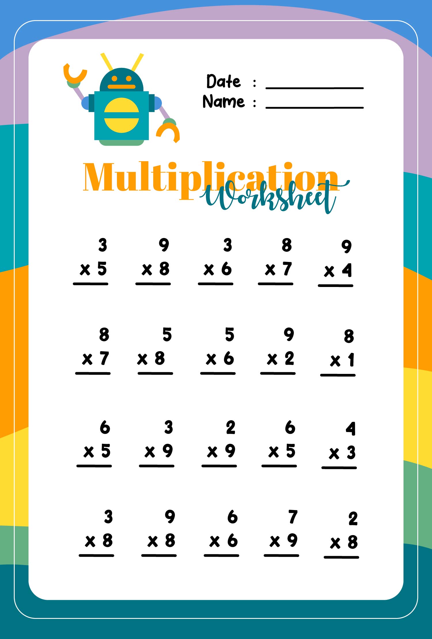 1 Multiplication Worksheet Printable