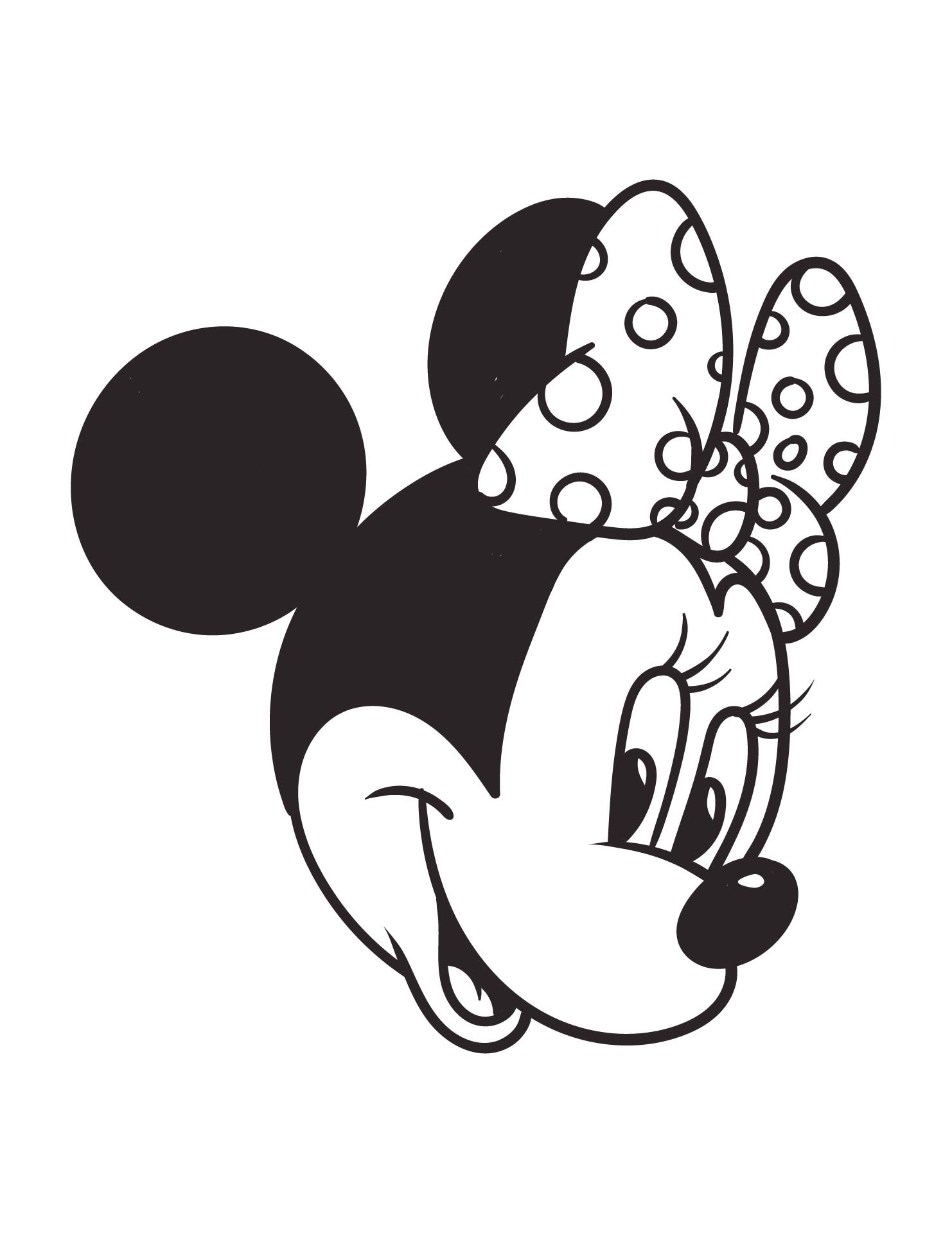 Black and White Minnie Mouse Head