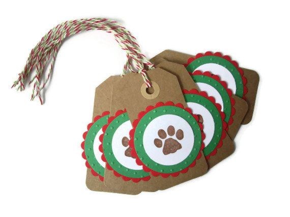 Dogs Paw Christmas Gift Tags