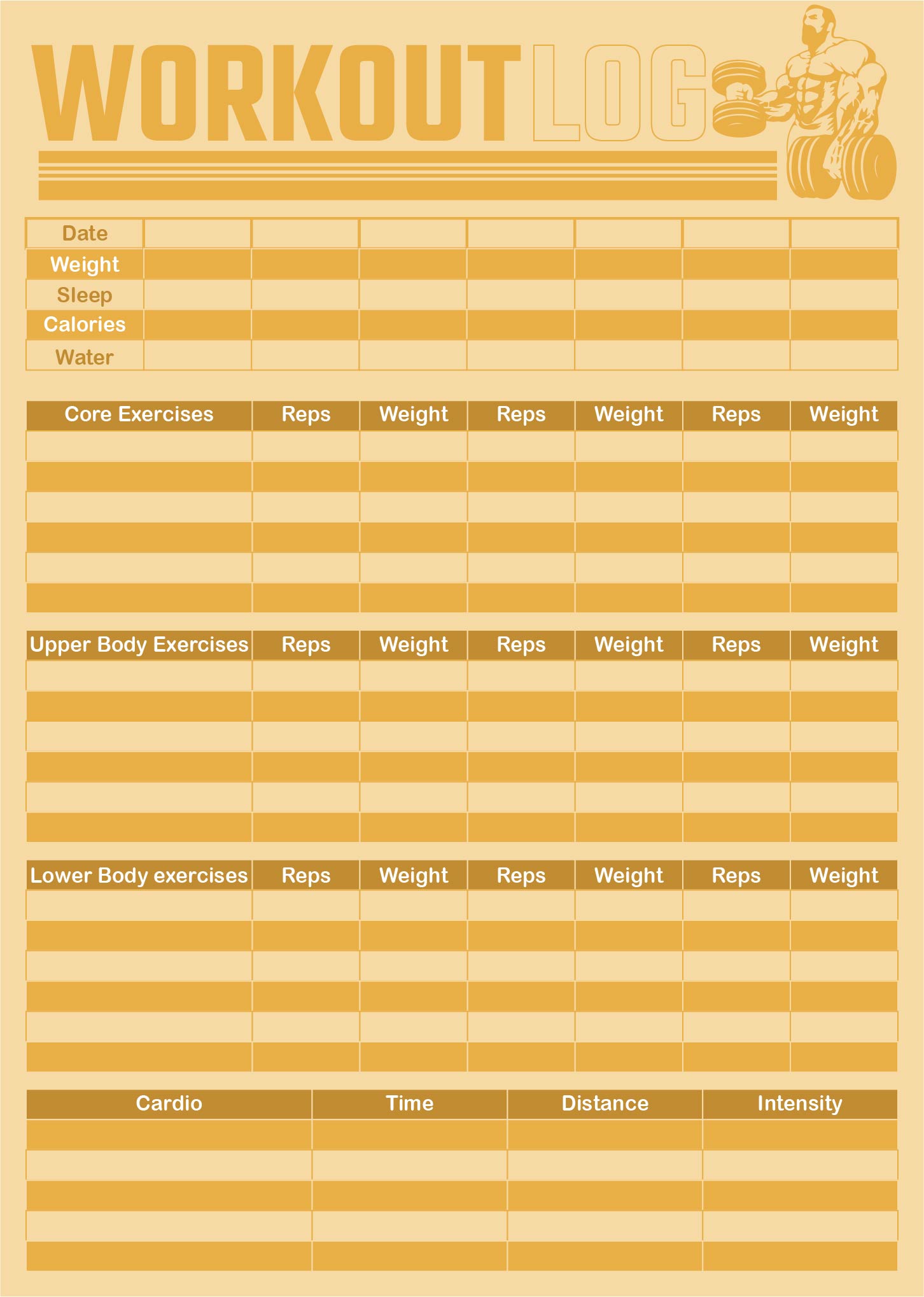 Food Exercise Journal Template