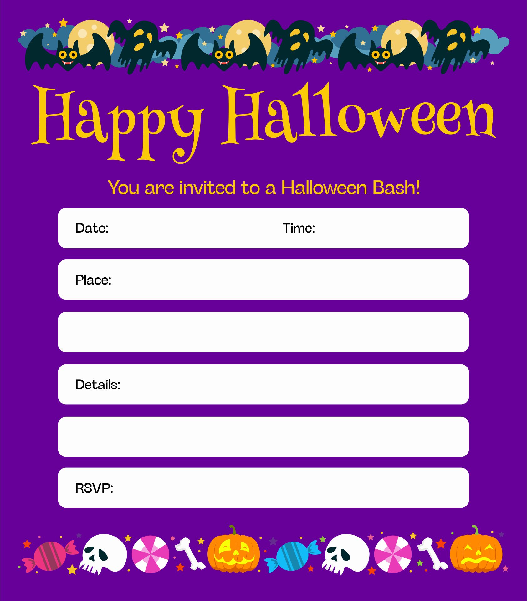 Printable Blank Halloween Invitations