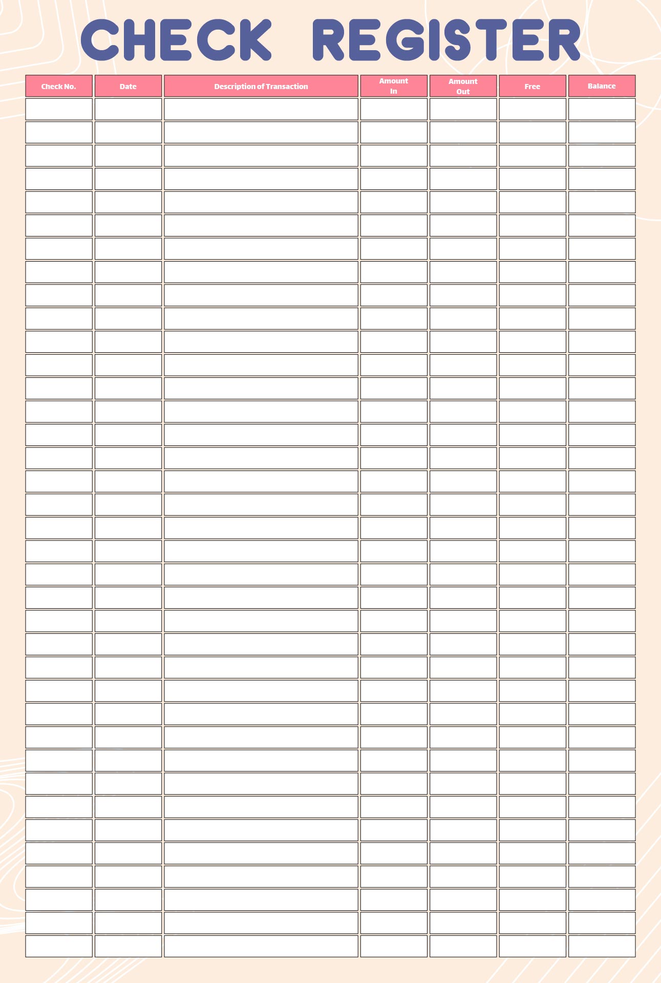 Printable Check Registers Template