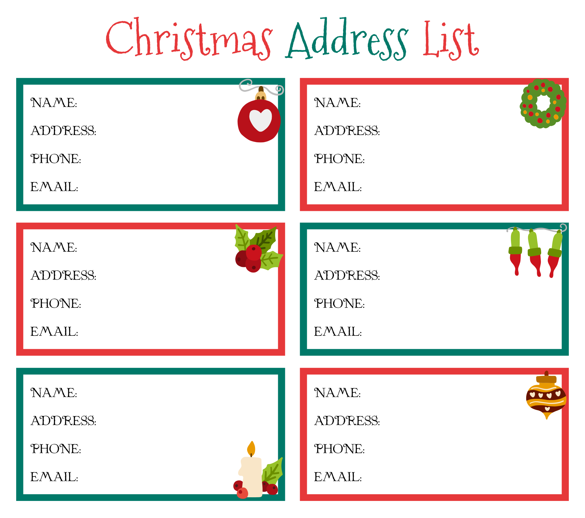 Printable Christmas Address Labels