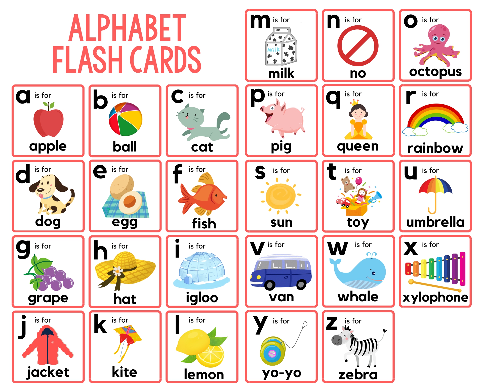 Printable Preschool Alphabet Flash Cards