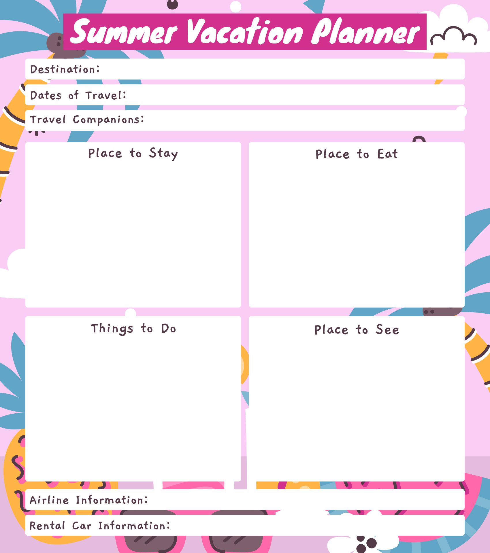 Summer Vacation Printables