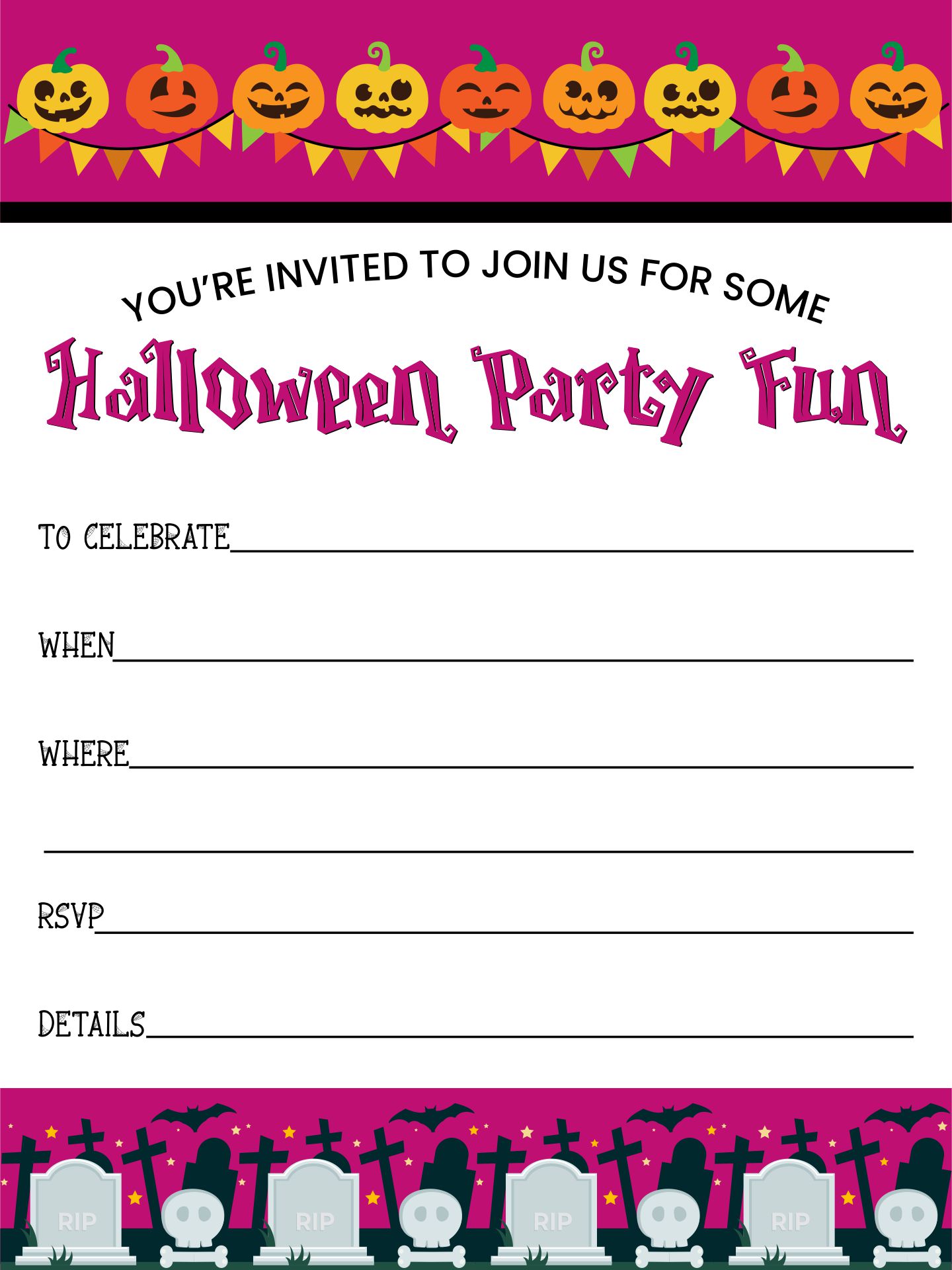 Halloween Party Printable Blank Invites
