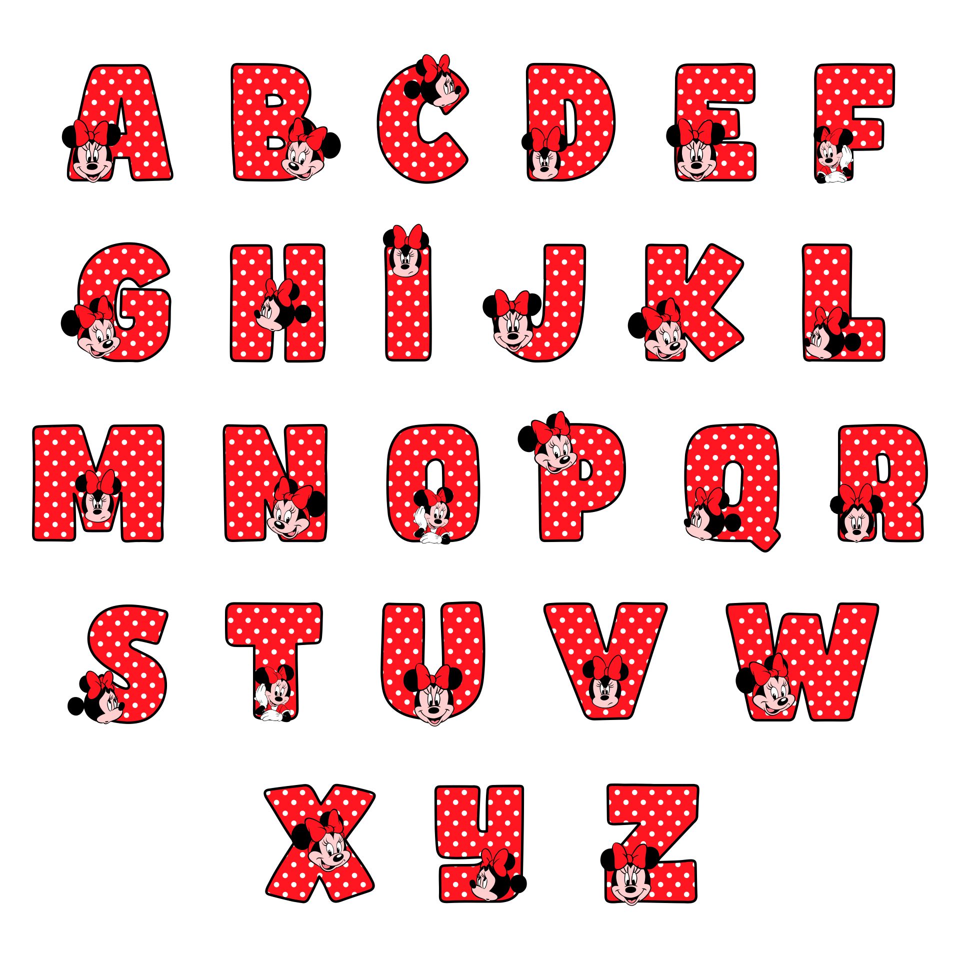 Minnie Mouse Letters Alphabet