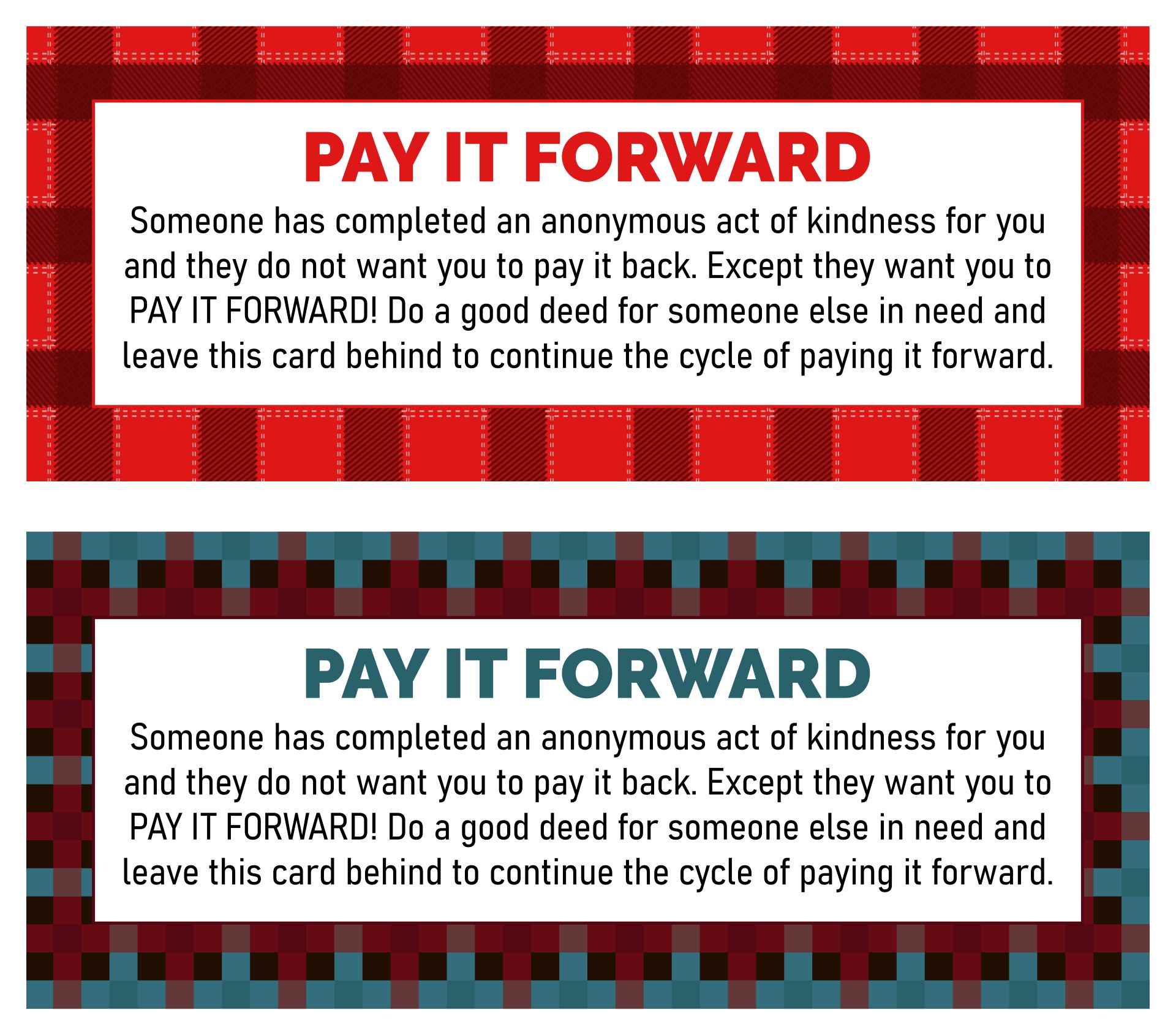 Pay It Forward Notes Printable
