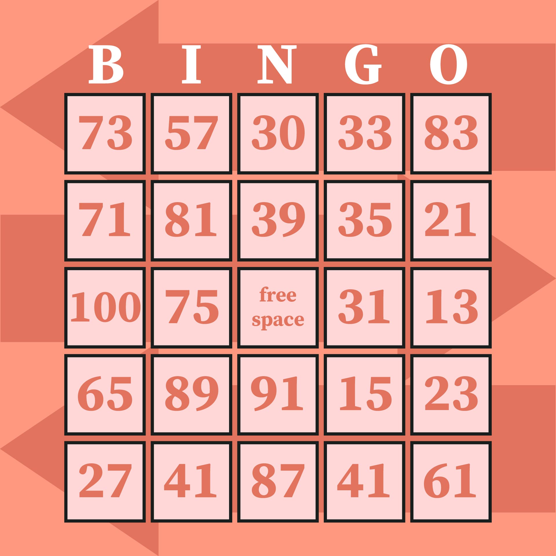 Printable Number Bingo Call Sheet