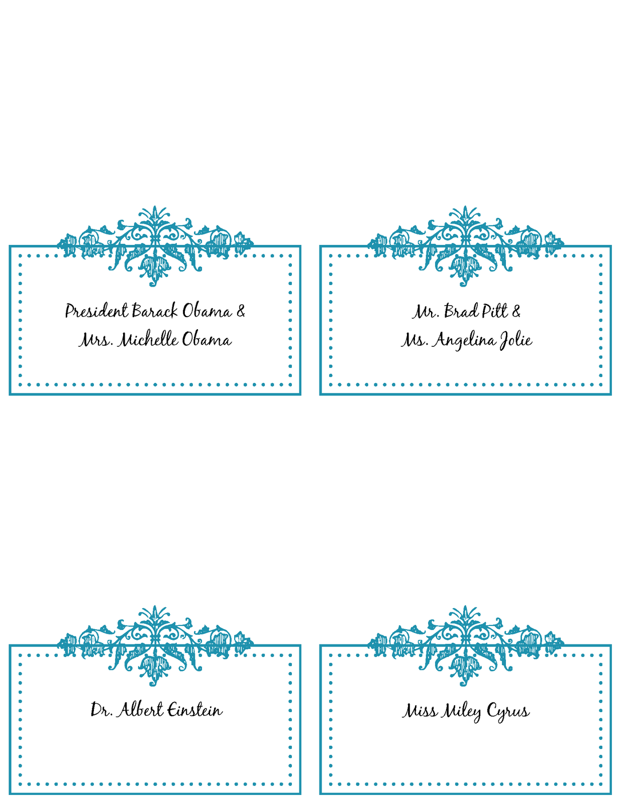 6 Best Images Of Free Printable Wedding Place Cards Free