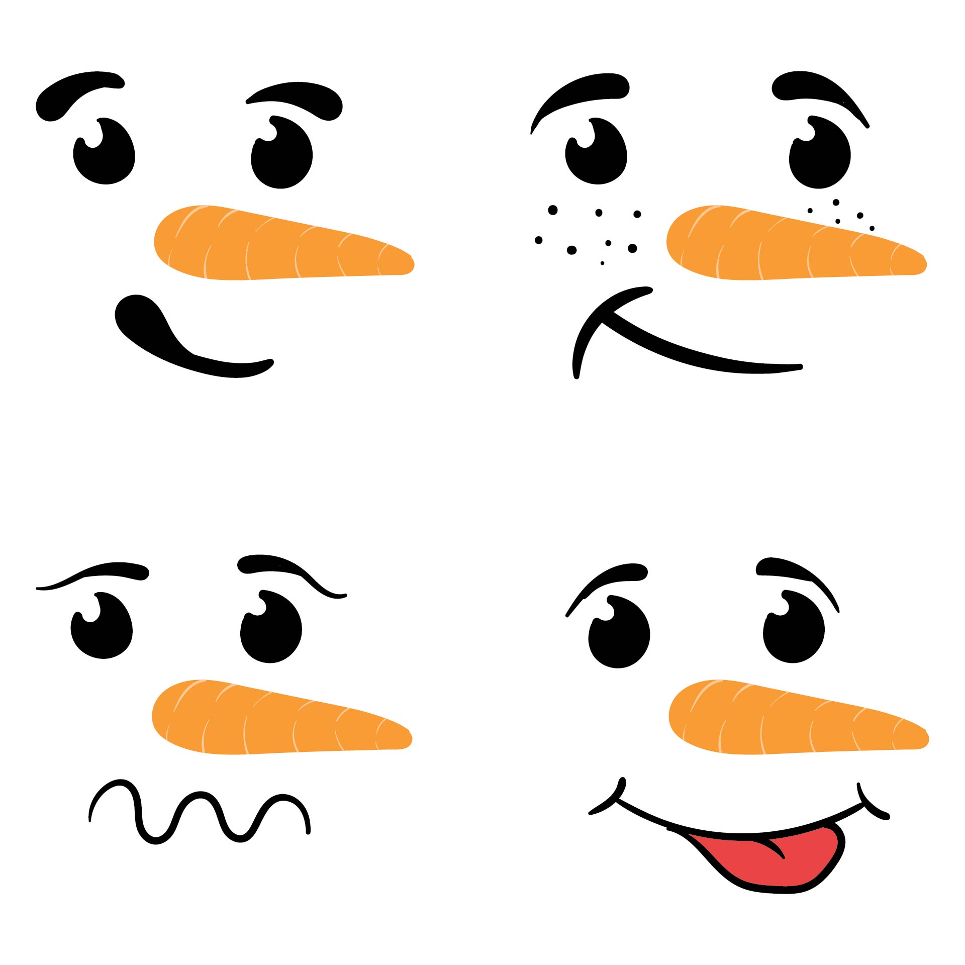 Printable Snowman Face Pattern.