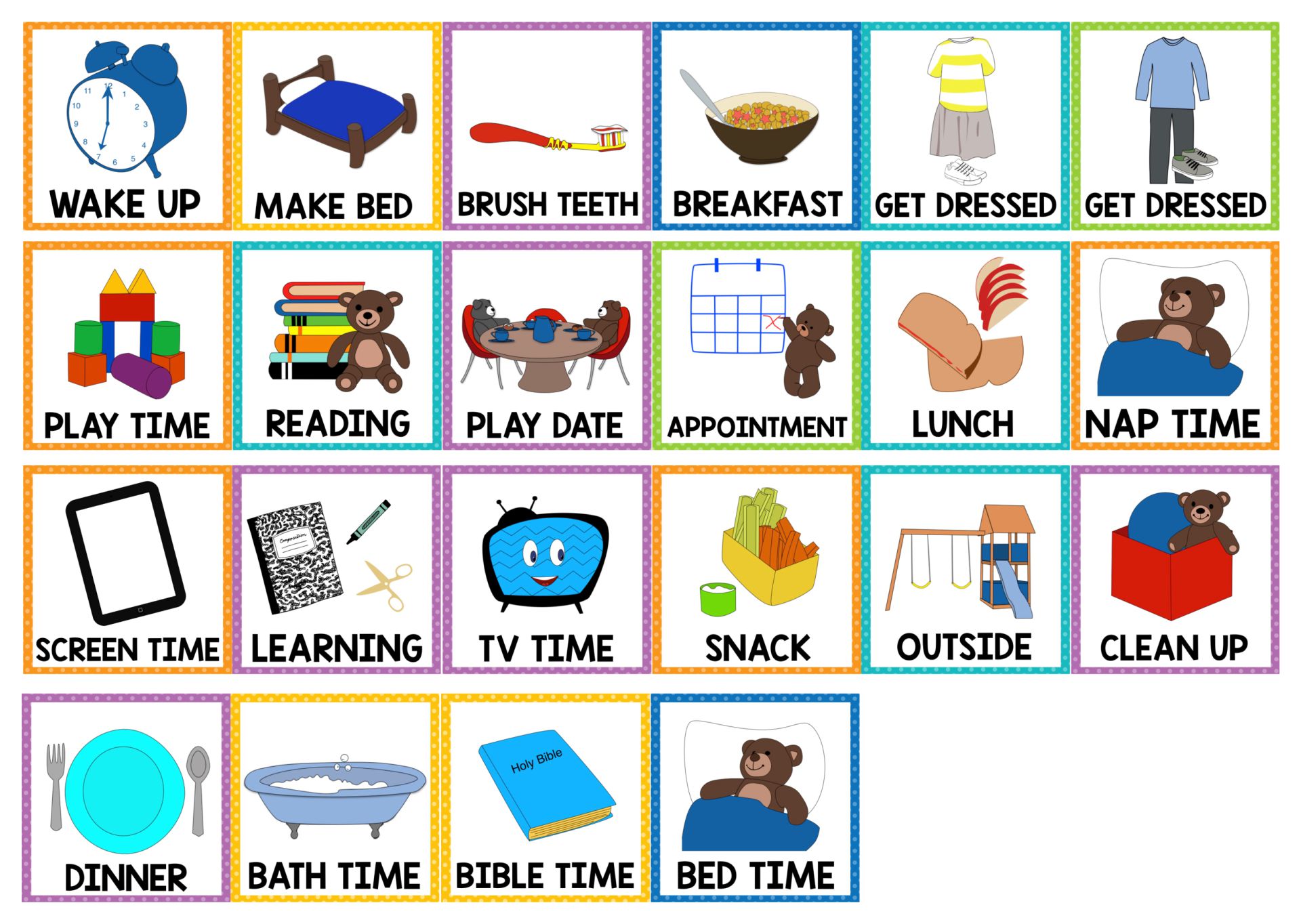 Free Preschool Visual Schedule Printable