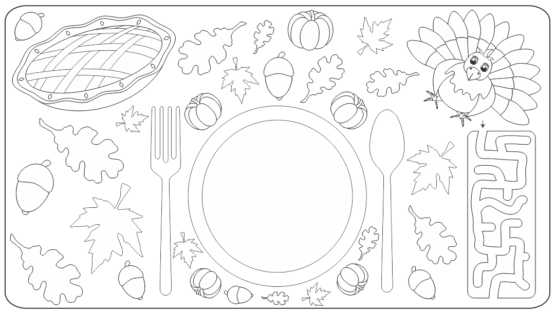 Thanksgiving Printable Placemat Coloring Pages
