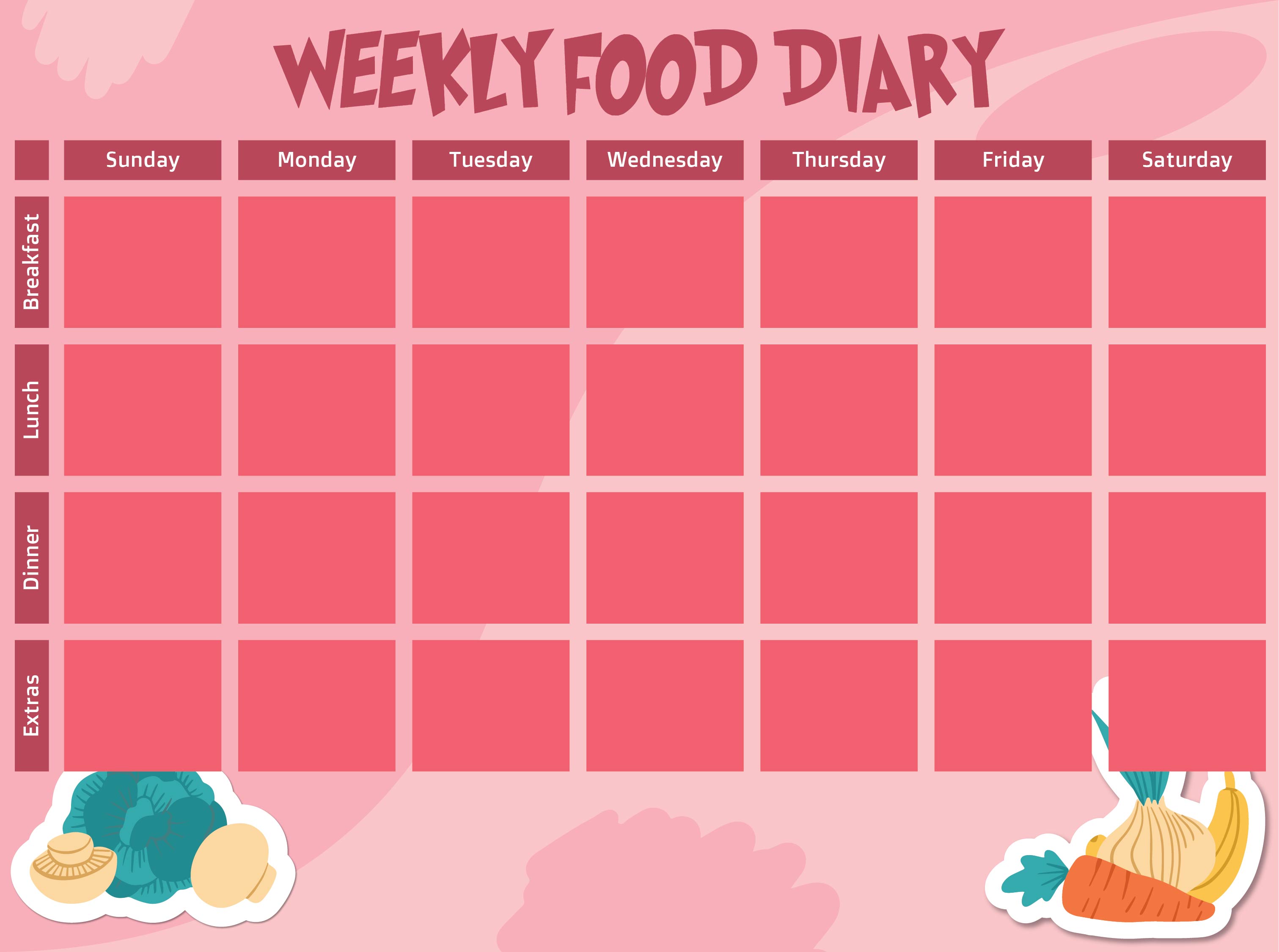 Weekly Food Diary Template Printable