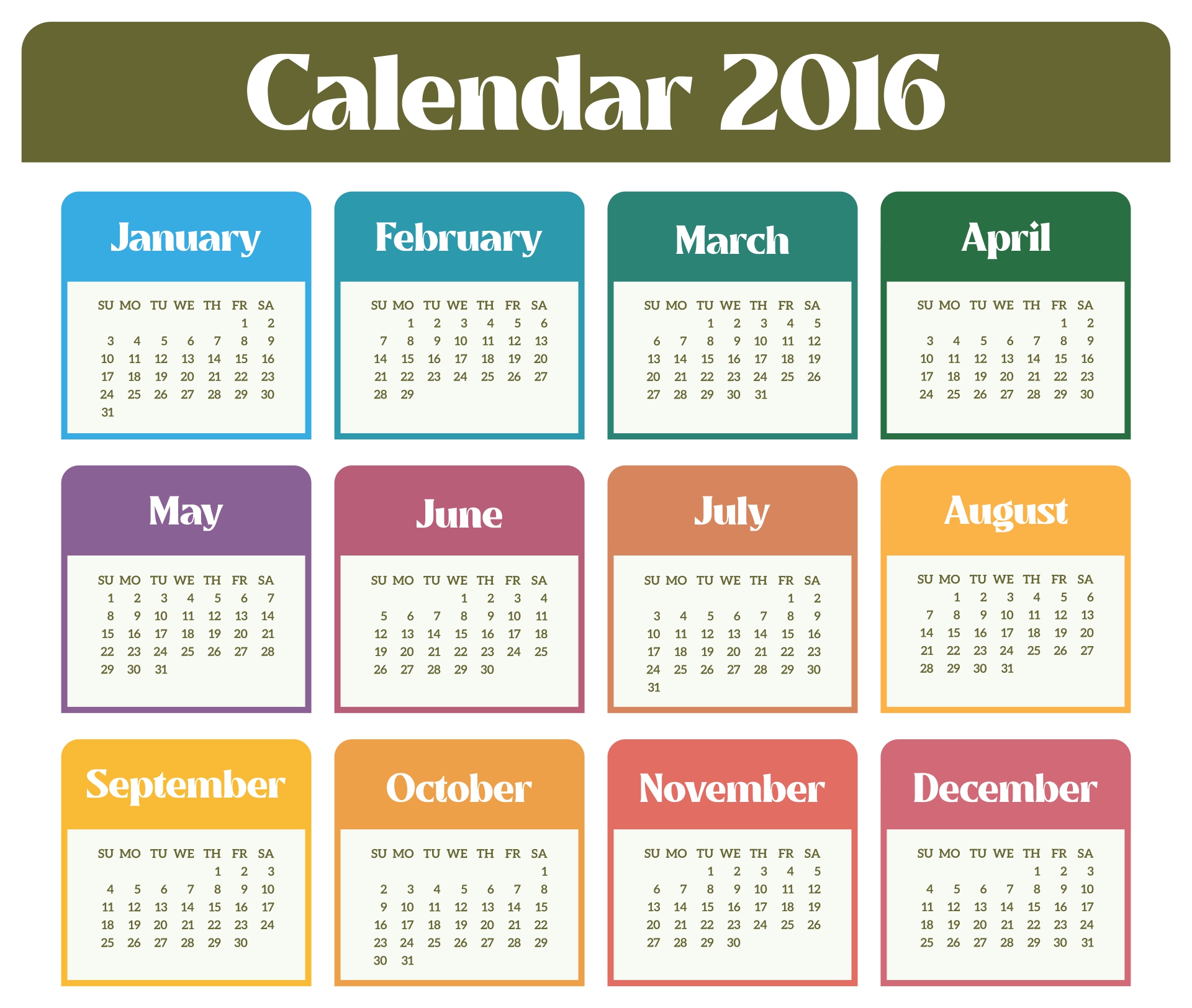 Owls Calendar Printable Large Numbers