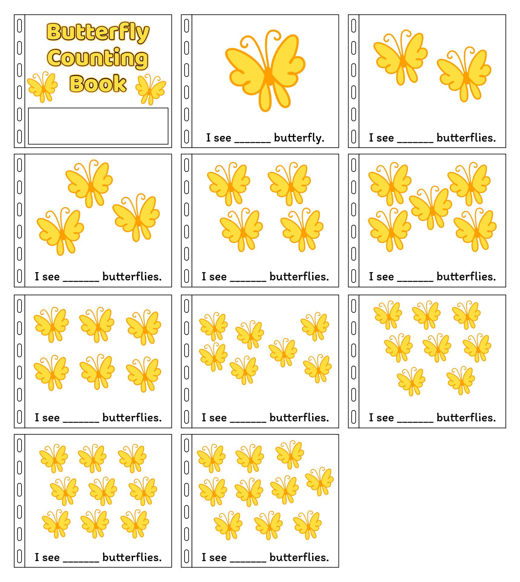 Butterfly Counting Book Printable