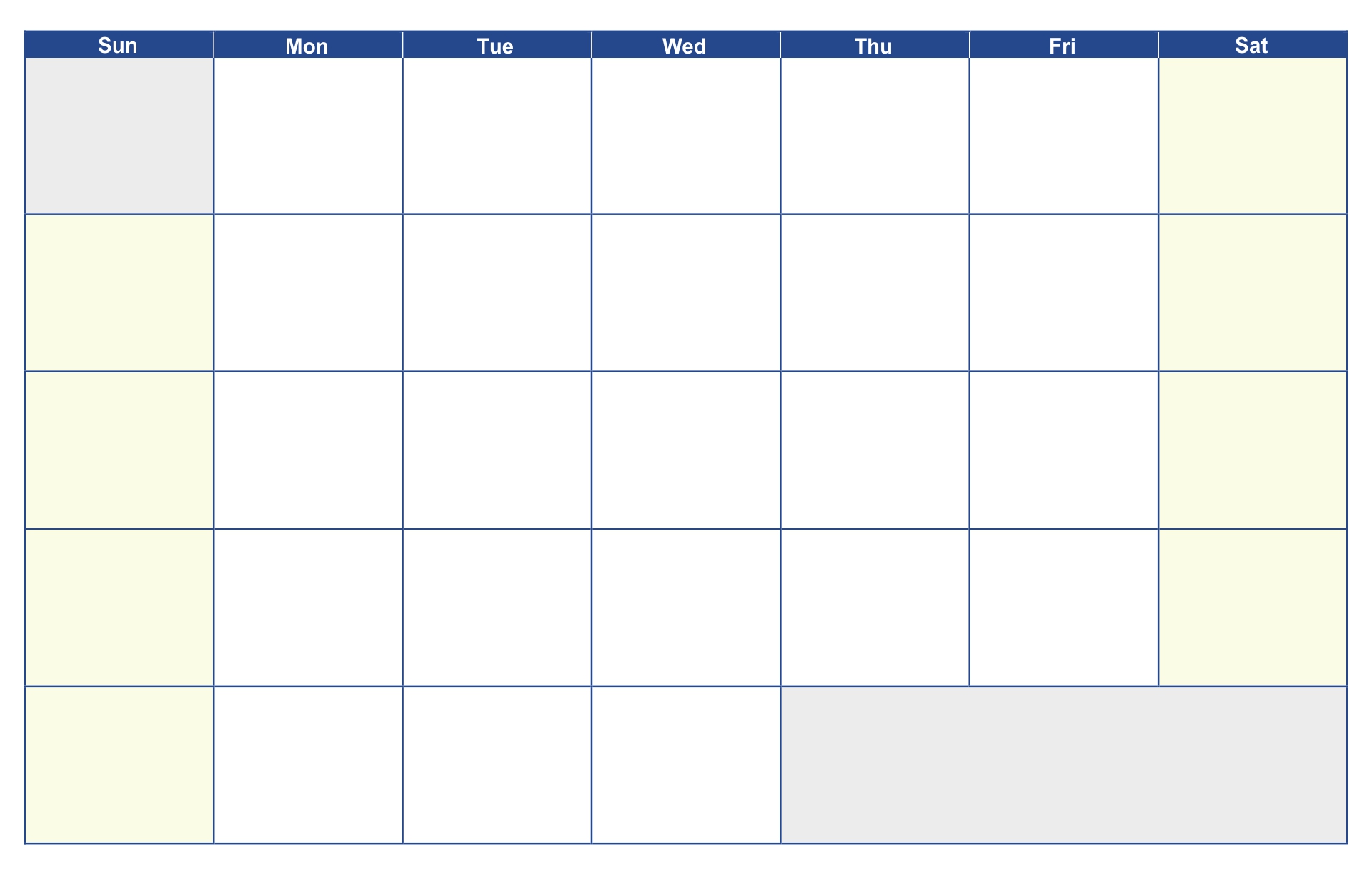 Blank Calendar Printables