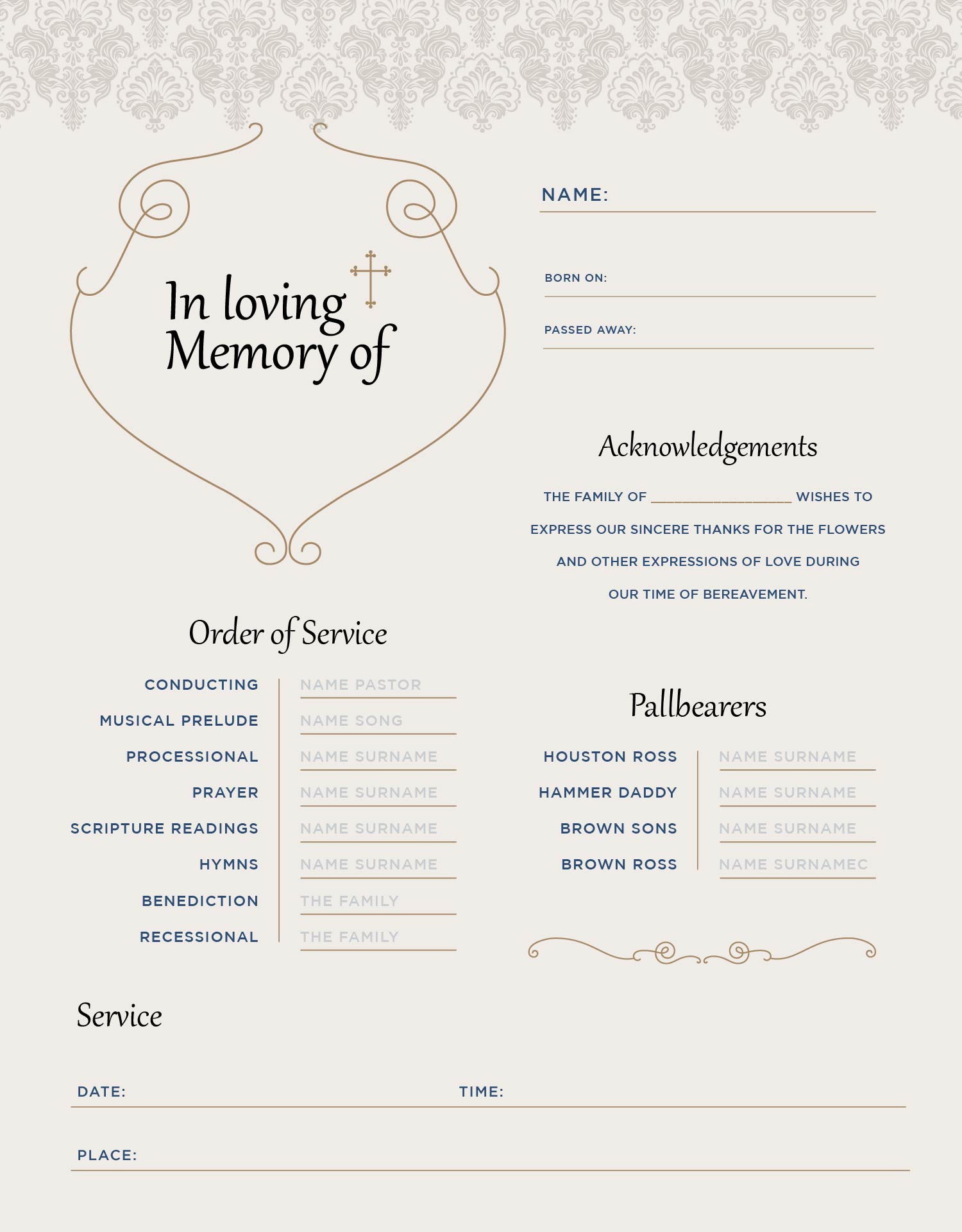 Free Printable Funeral Program Template