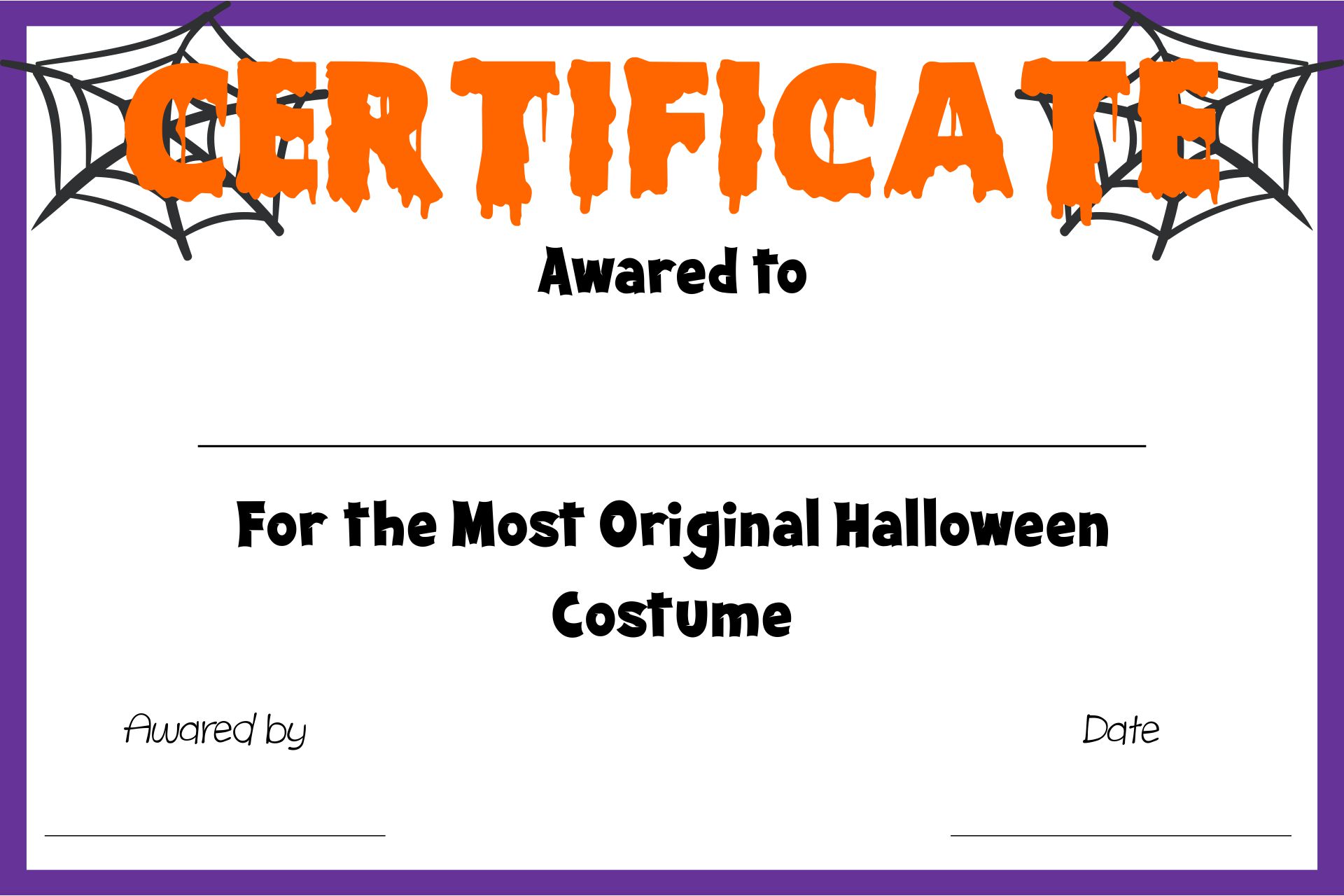 Free Printable Halloween Certificates Awards