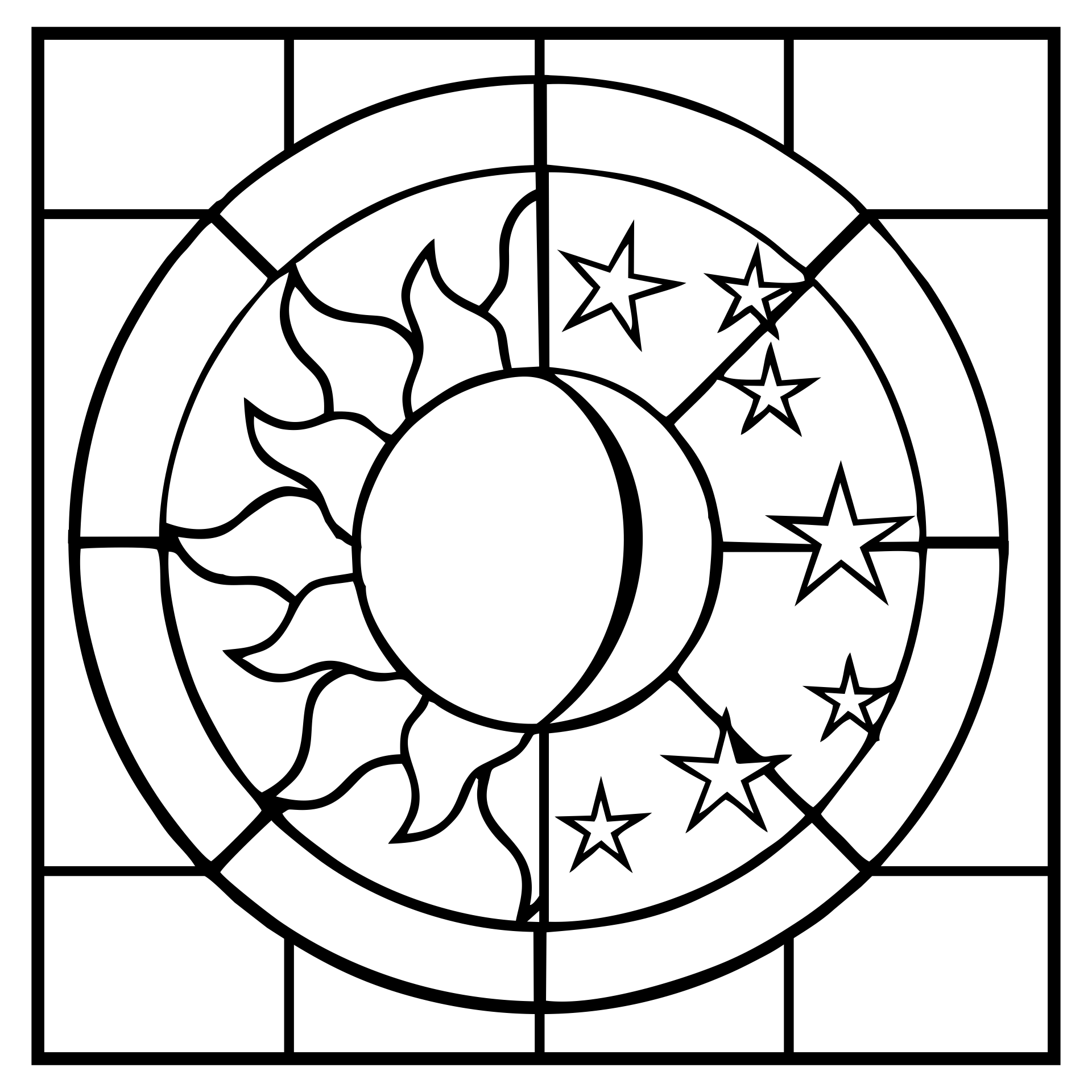Sun Moon Stained Glass Pattern