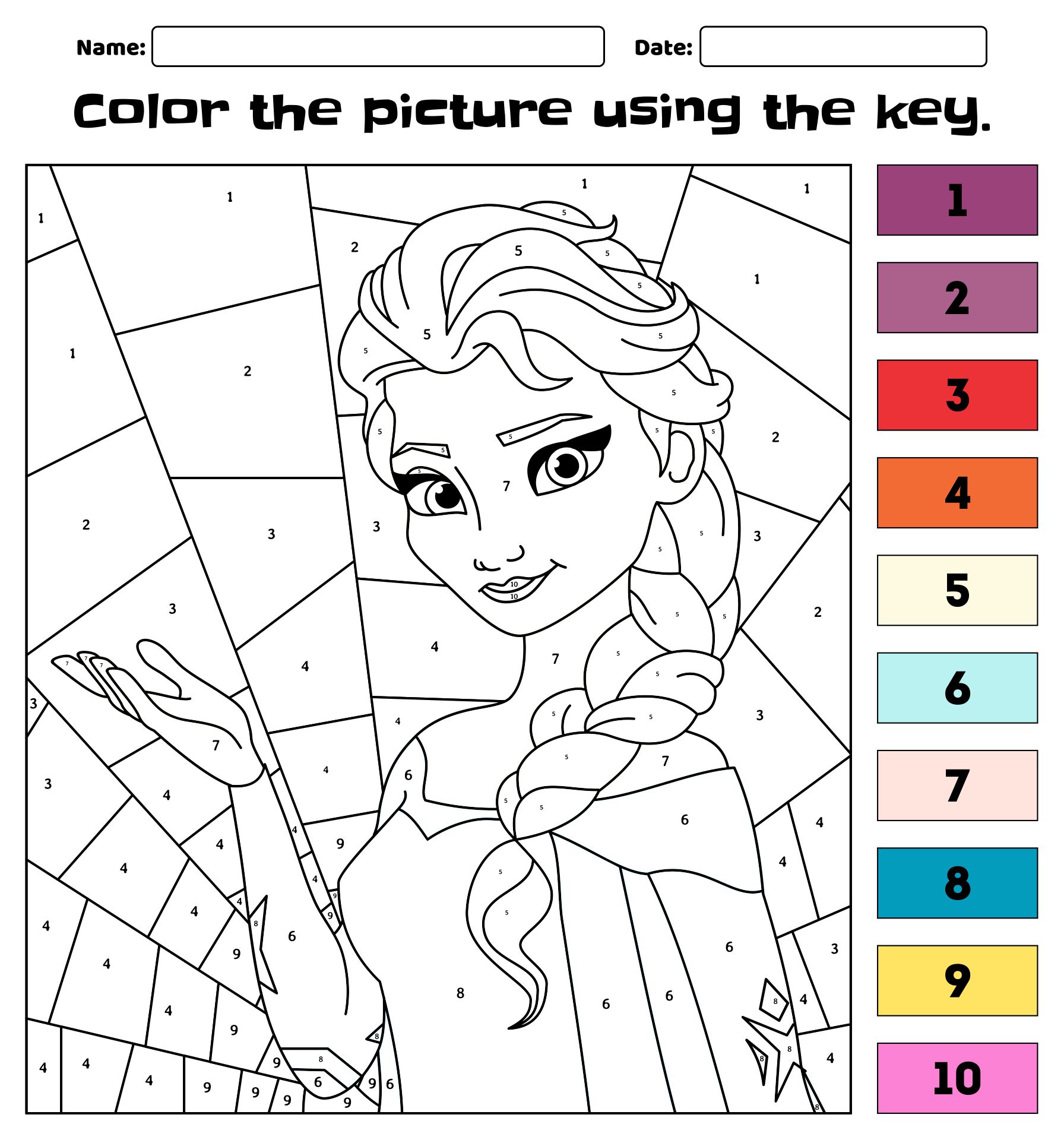 Frozen Color by Number Printables