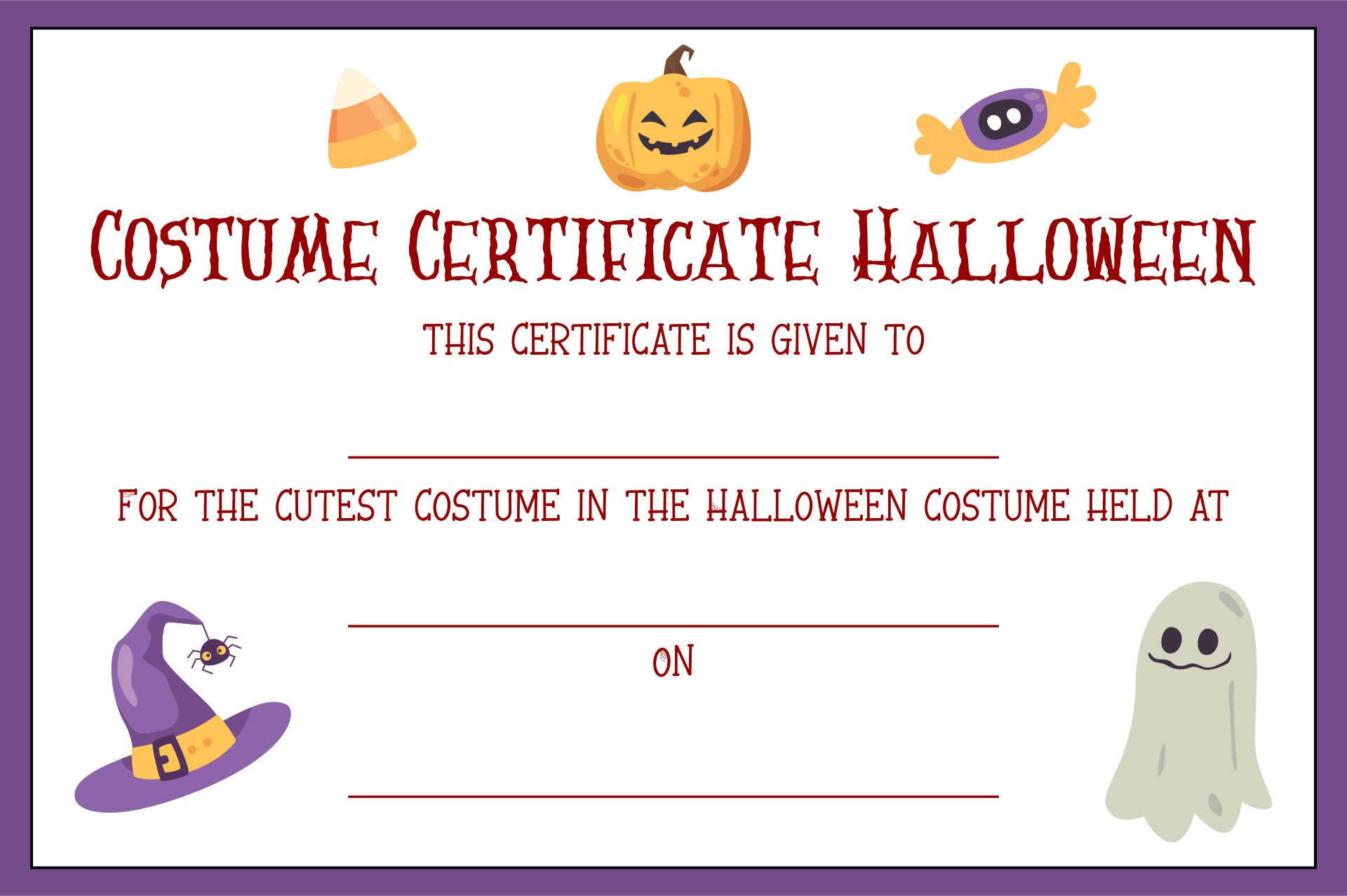 Costume Contest Awards Printable