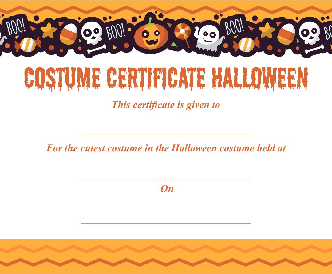 22 Best Free Printable Halloween Awards - printablee.com Throughout Halloween Costume Certificate Template