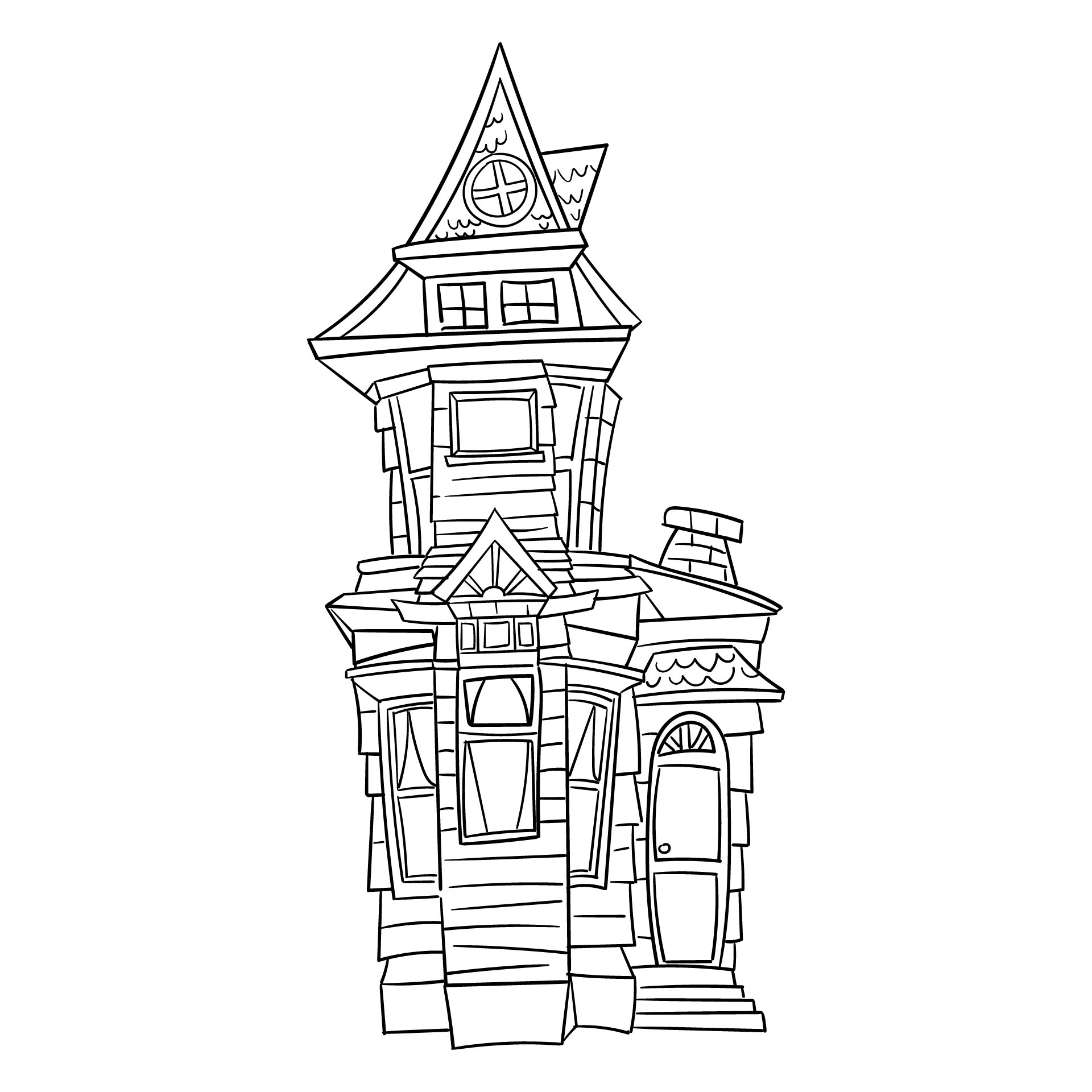 Halloween Haunted House Coloring Pages Printables