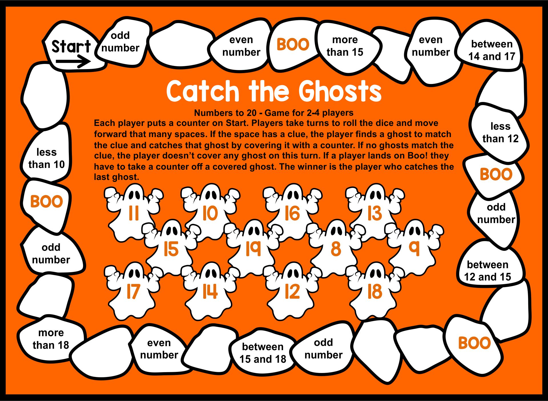 Free Halloween Math Games Printable