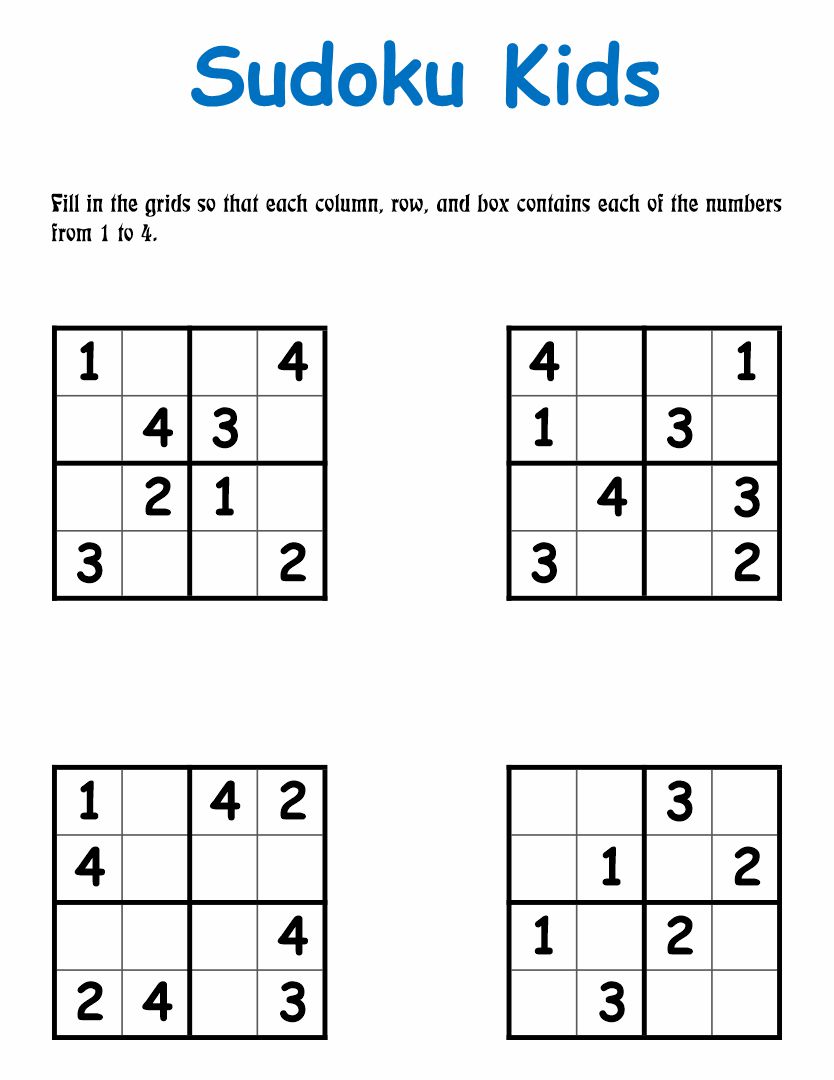 Kids Easy Printable Sudoku Puzzles