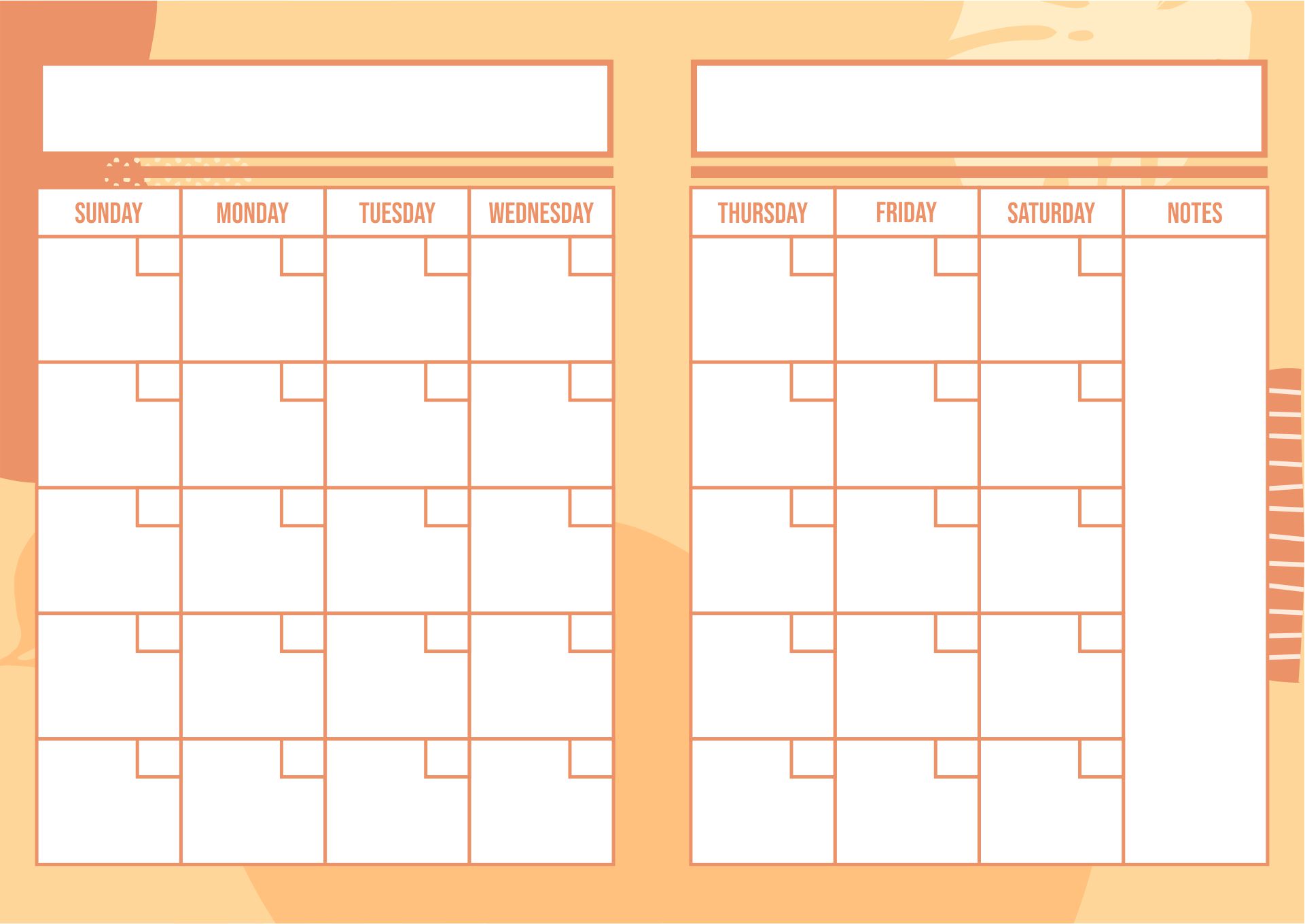 Printable 2 Page Monthly Calendar 2015