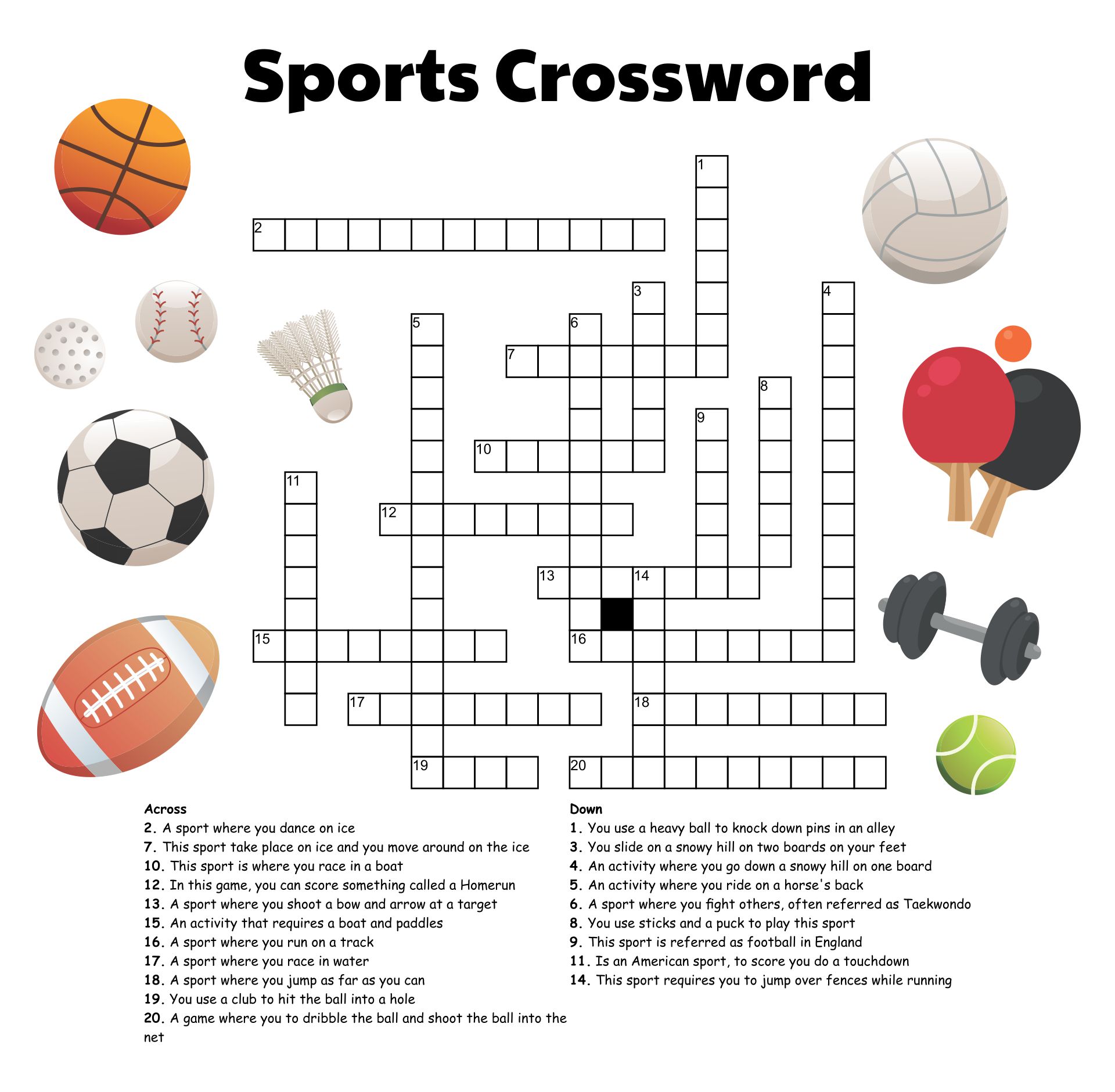 Sport Crossword Printable