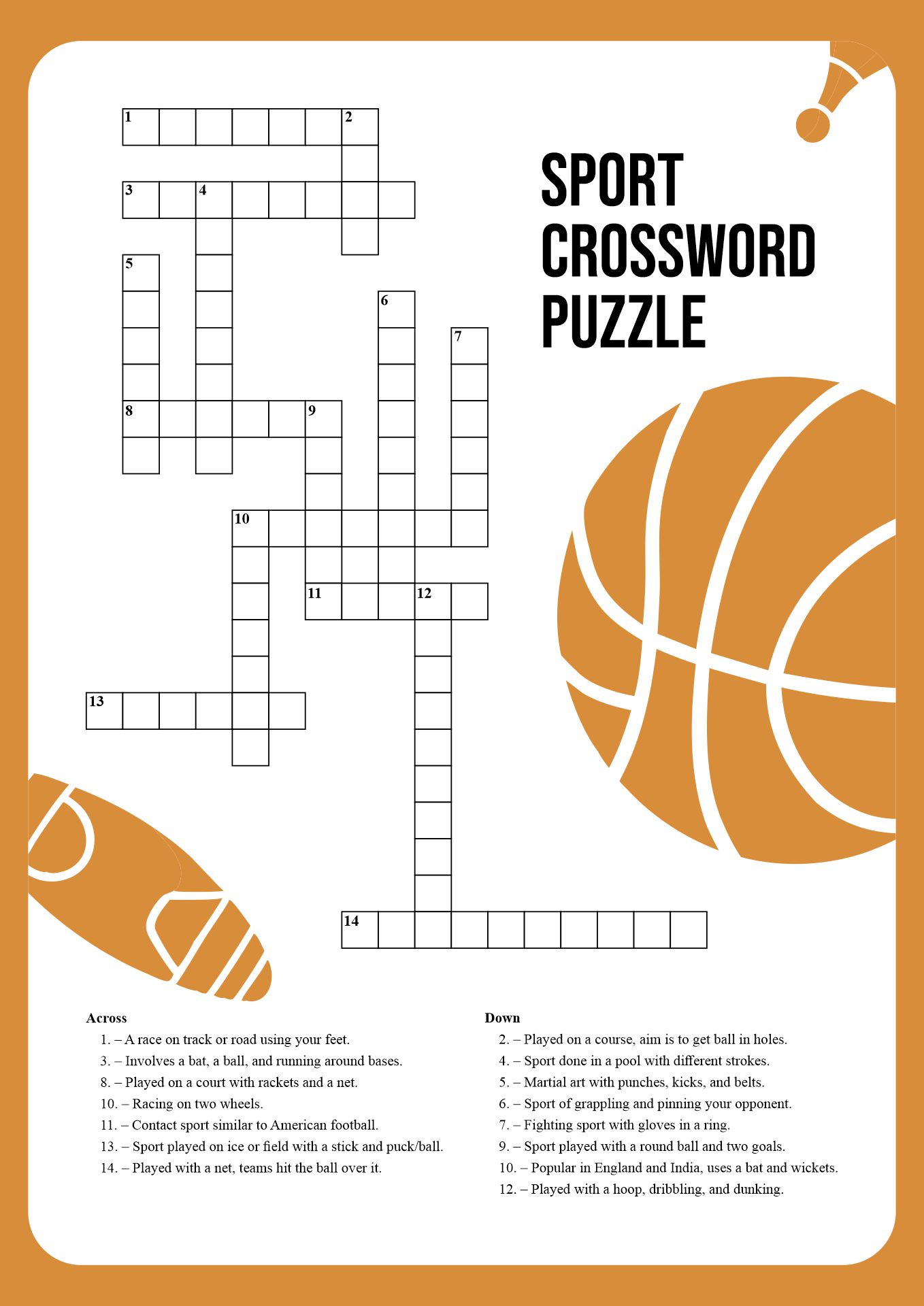Printable Sports Crossword Puzzles Printable World Holiday