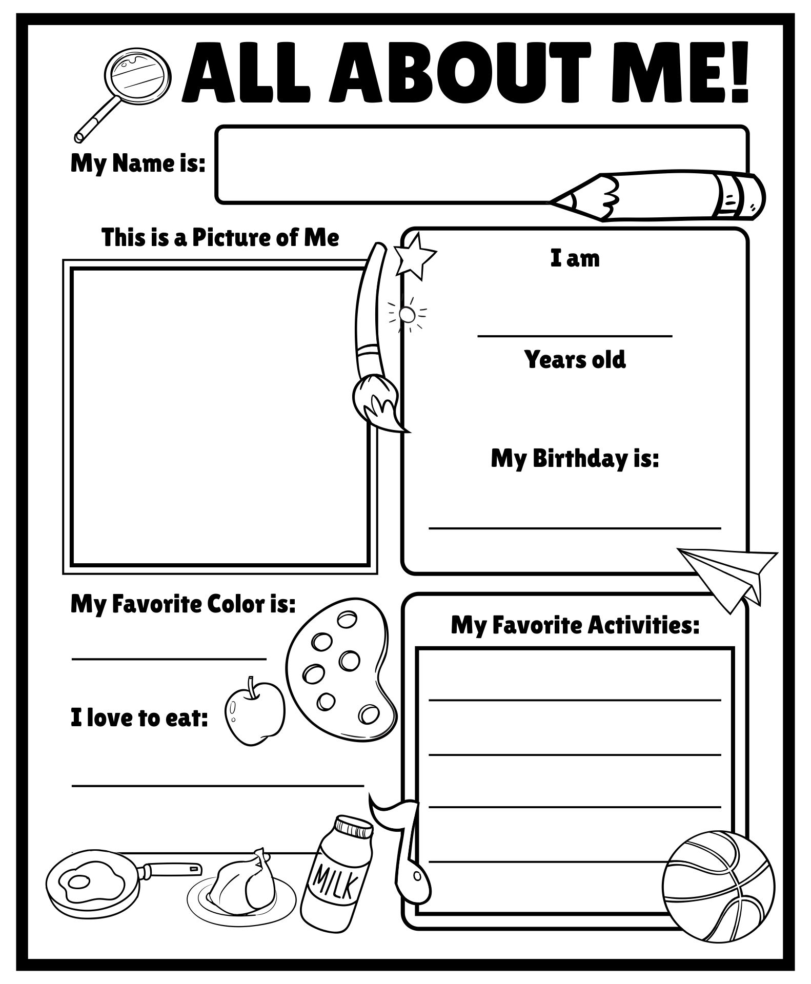 All About Me Book Templates
