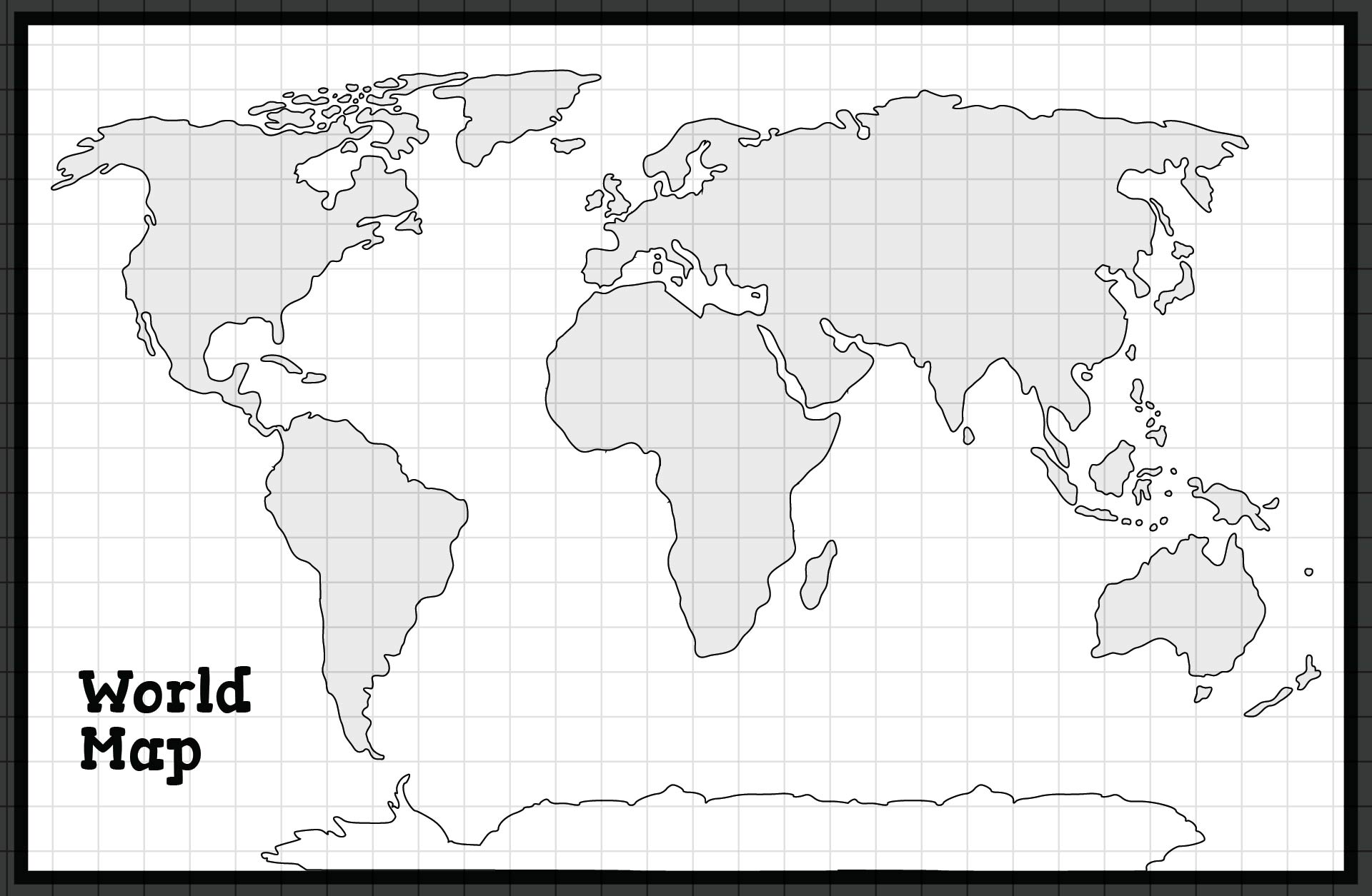 Black And White World Map Printable