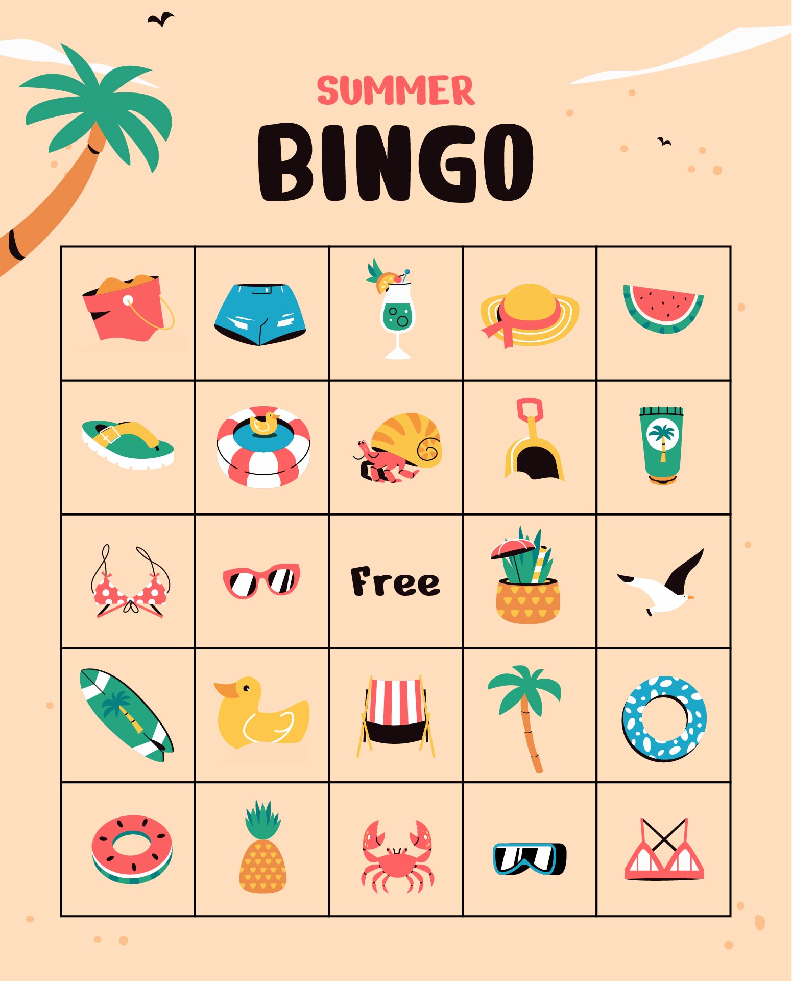Printable Bingo Card Clip Art