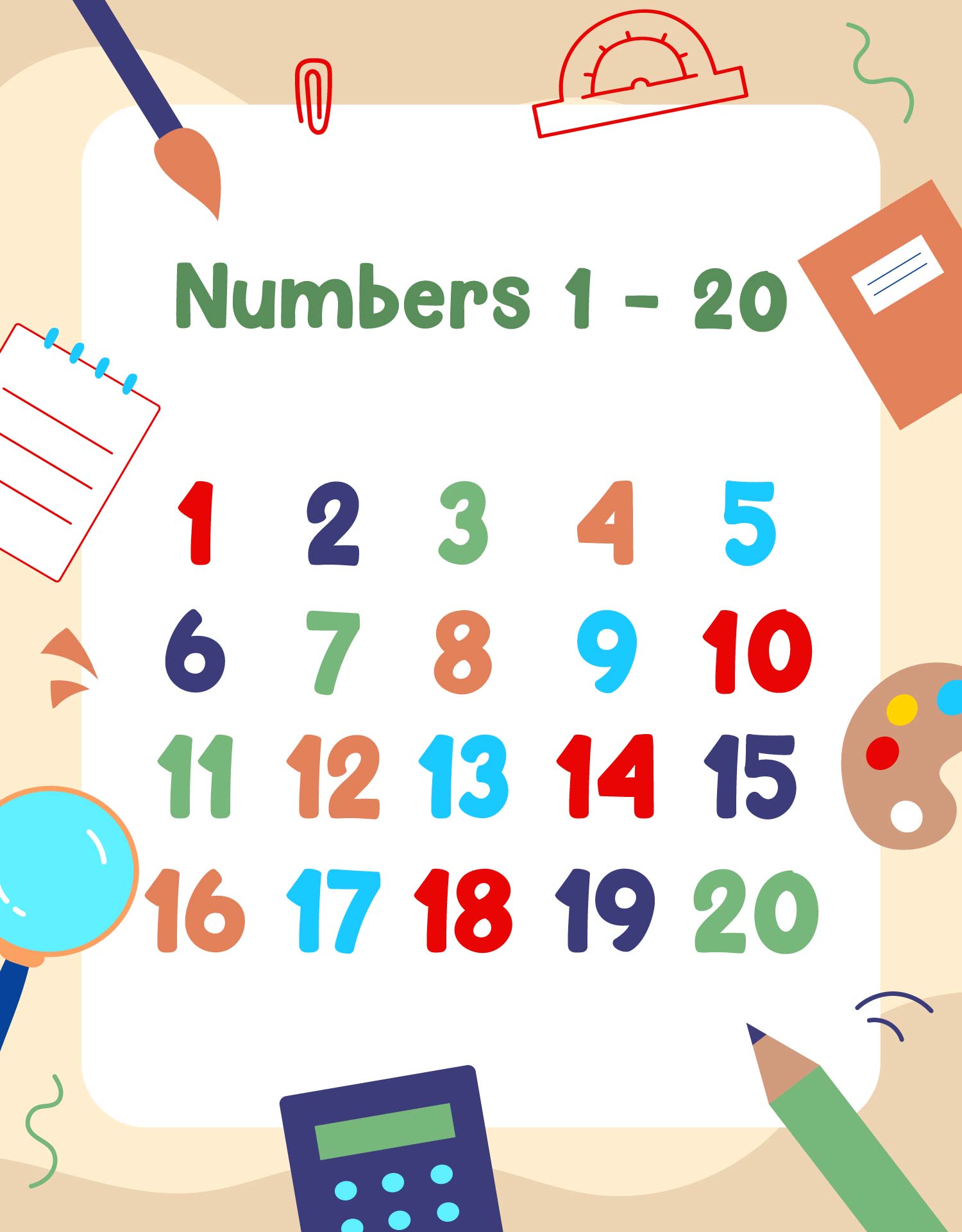 Printable Numbers 1 20