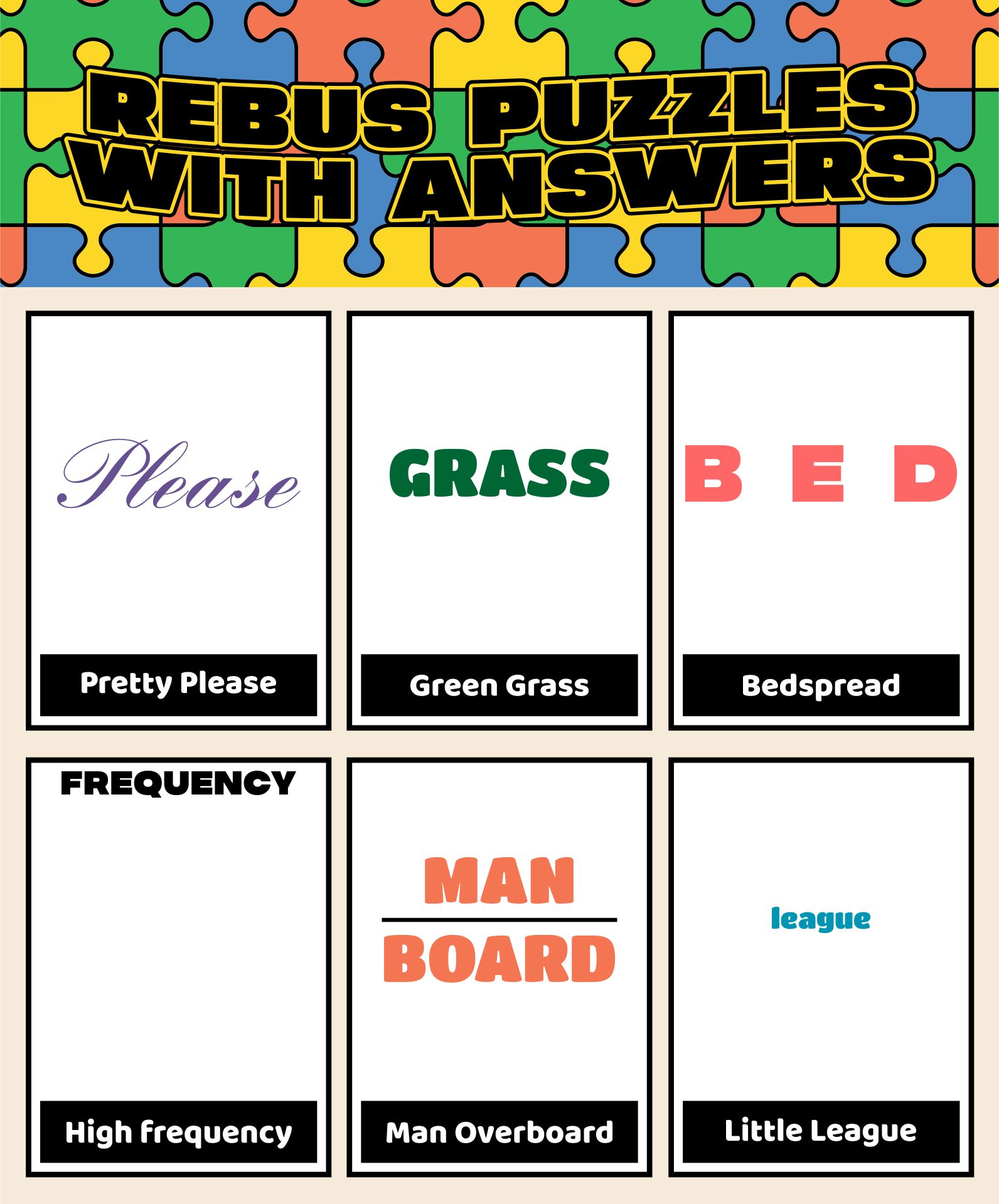 Tricky Rebus Puzzles With Answers Printable