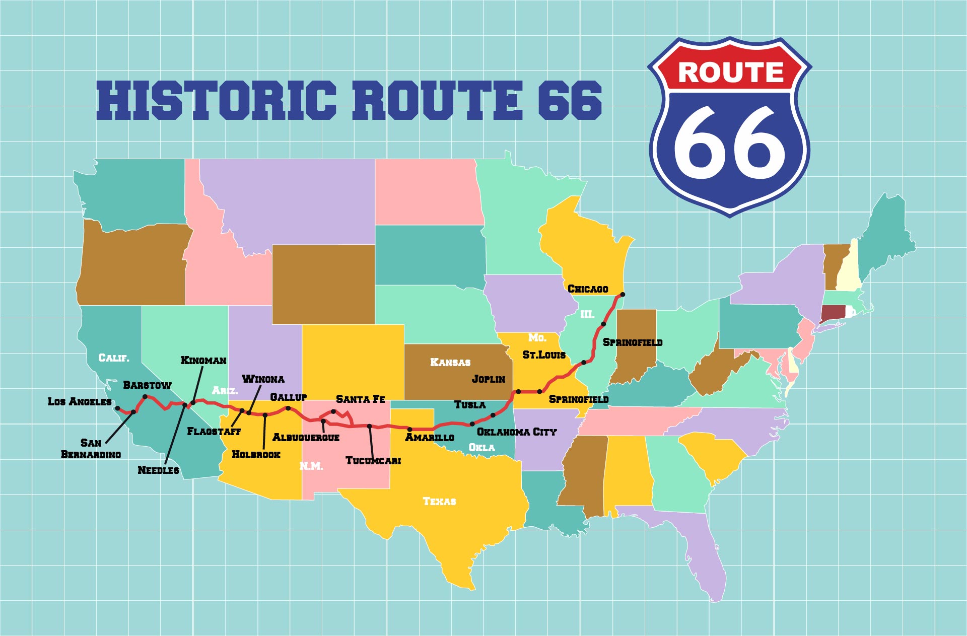 Printable Route 66 Map - Printable World Holiday