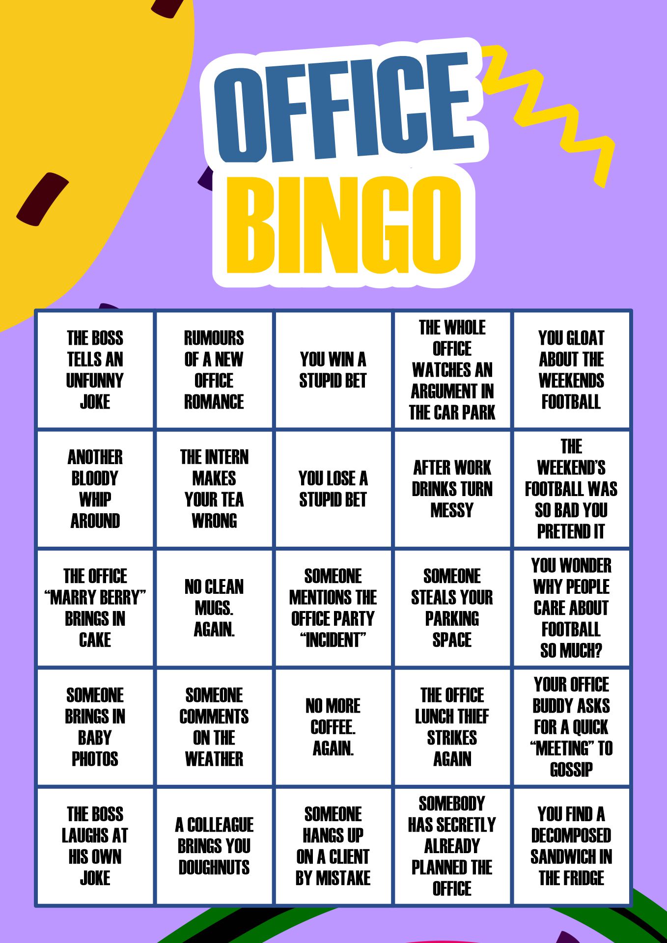 Bingo Board Ideas