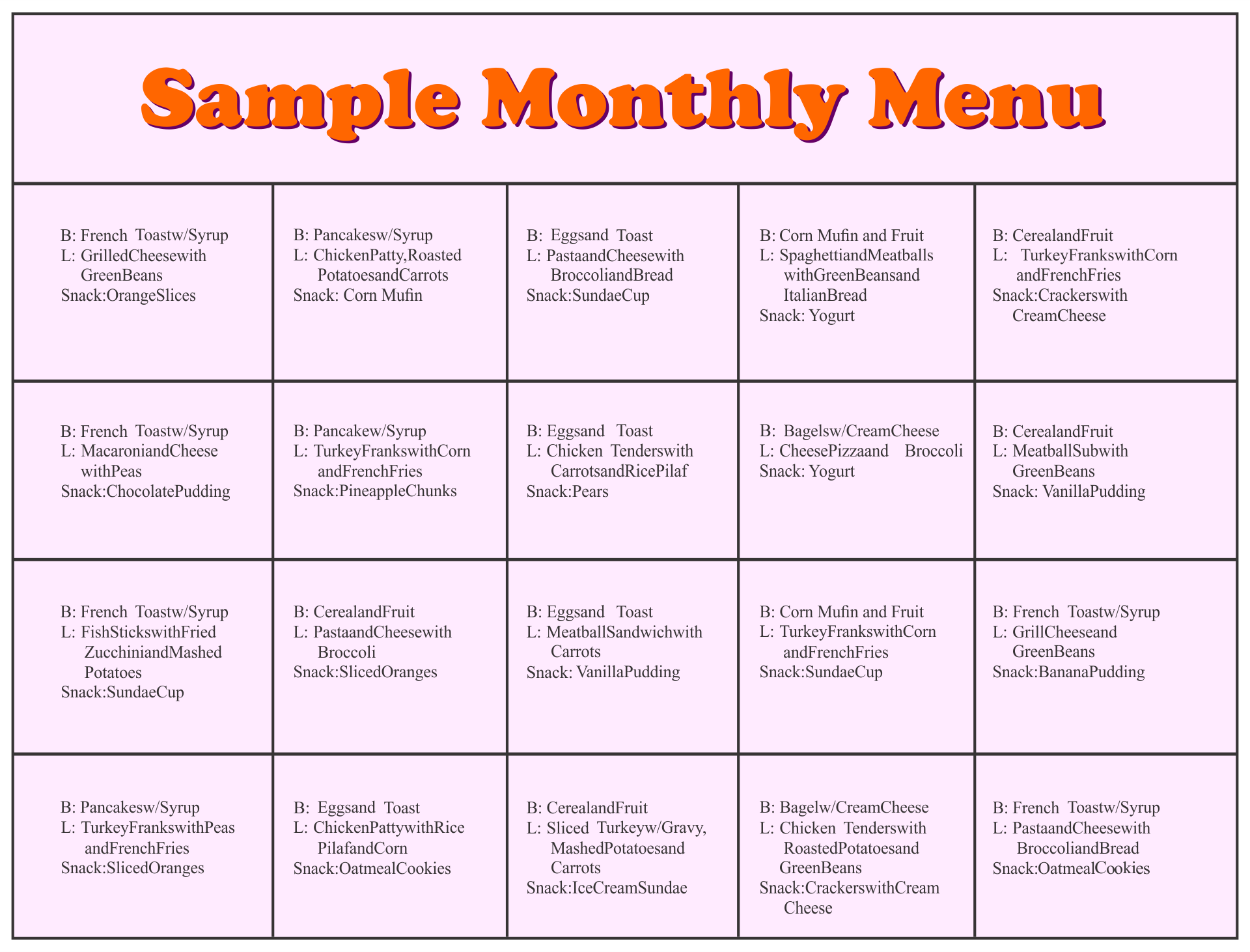 21 Best Printable Preschool Lunch Menu - printablee.com For Free School Lunch Menu Templates